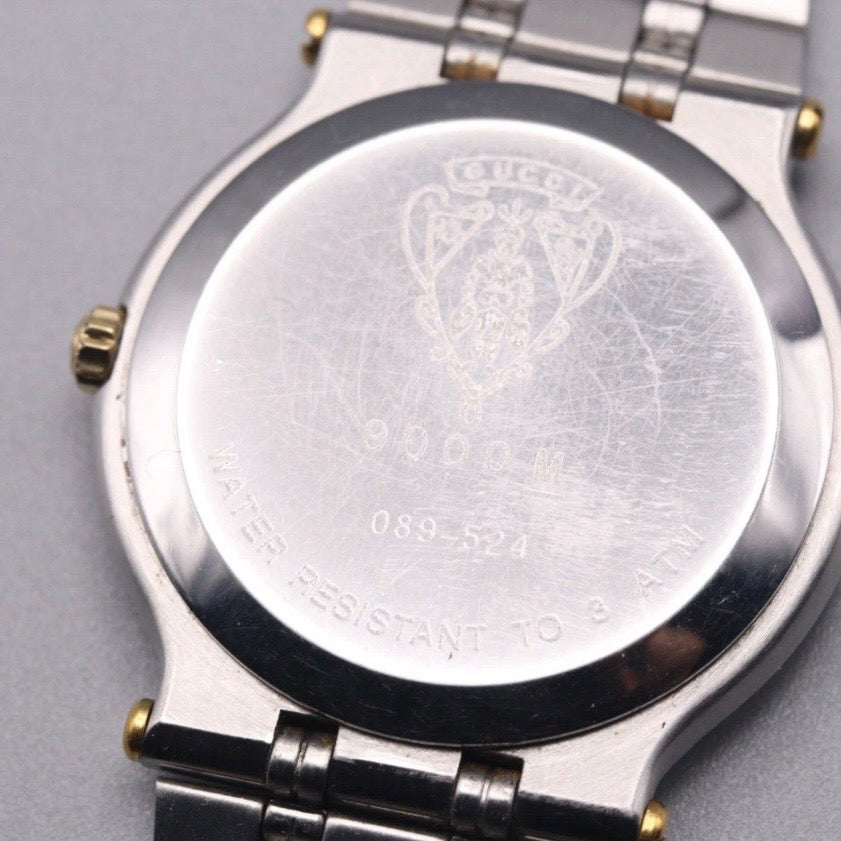 Vintage GUCCI 9000M Men's Quartz Watch Gold Dial Swiss Made