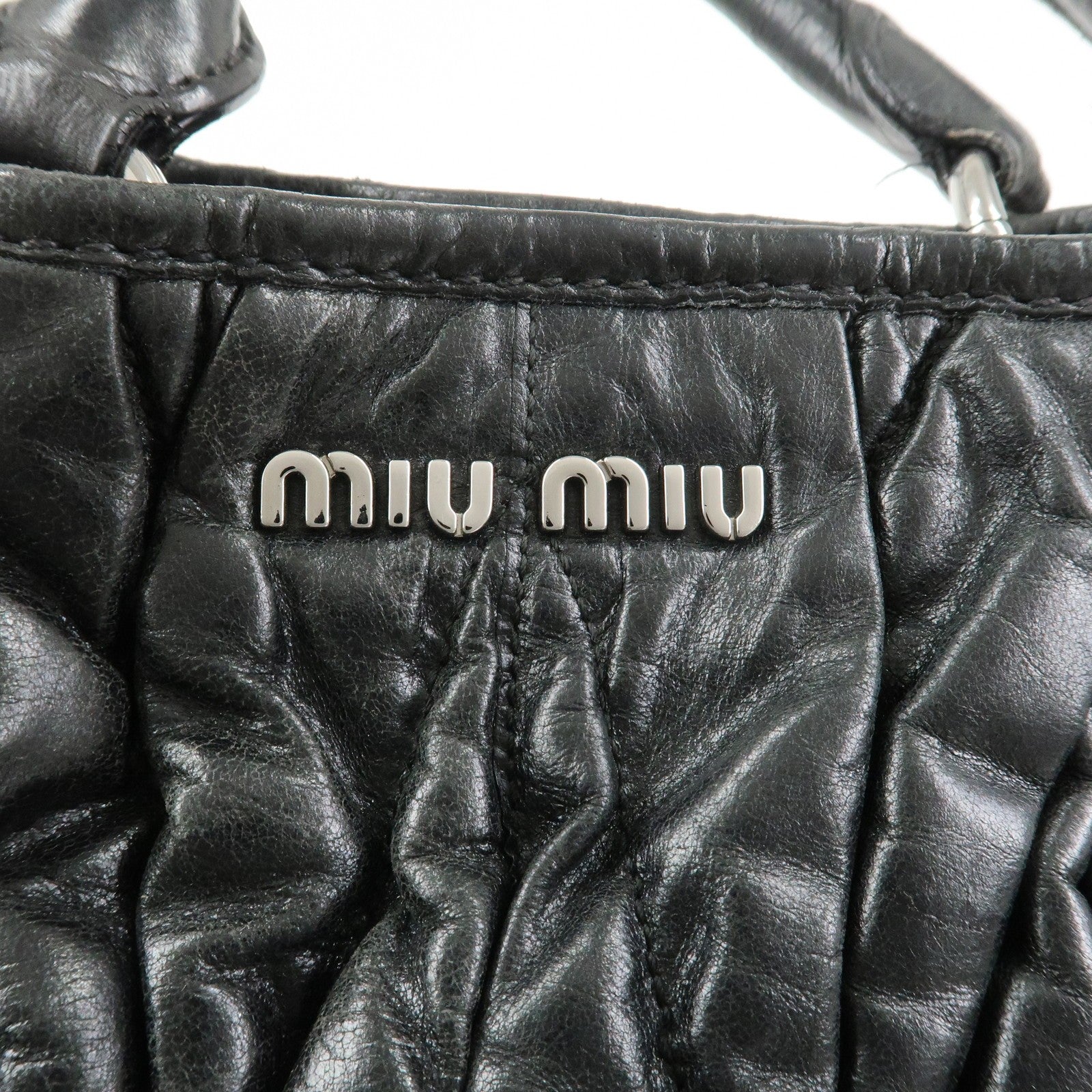 Miu Miu Matelasse 2Way Hand Bag - Black, Leather