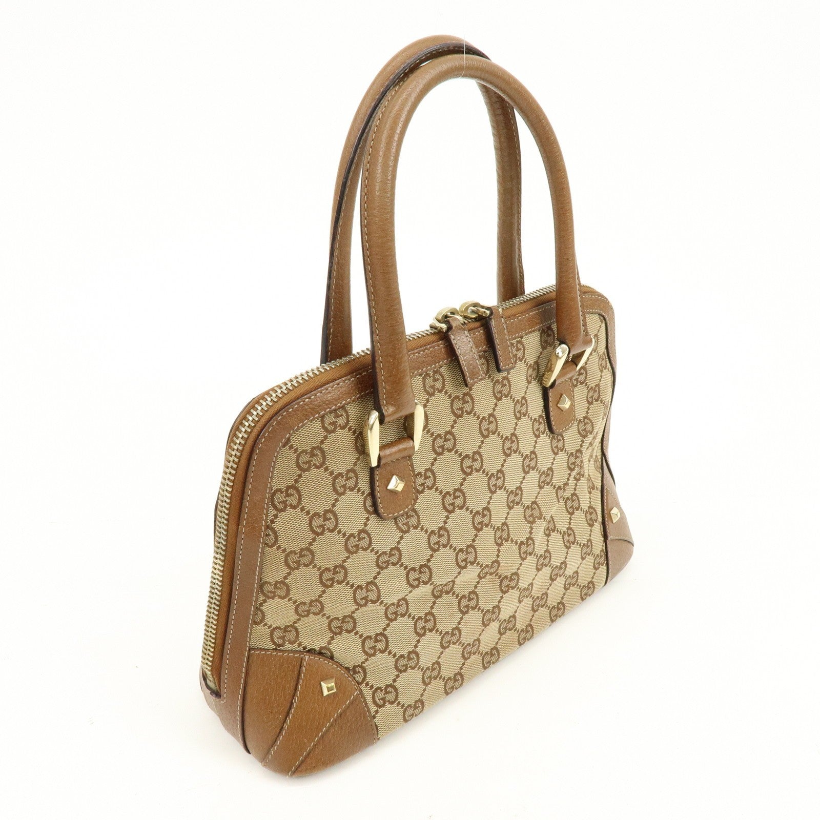 Gucci Hand Bag - Brown, GG Canvas, Leather