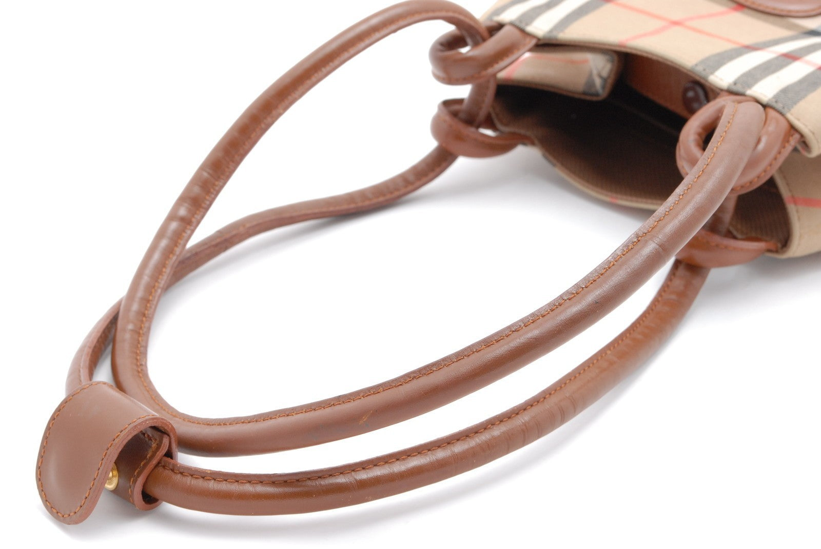 Burberry Nova Check Tote Hand Bag - Brown Beige, Leather