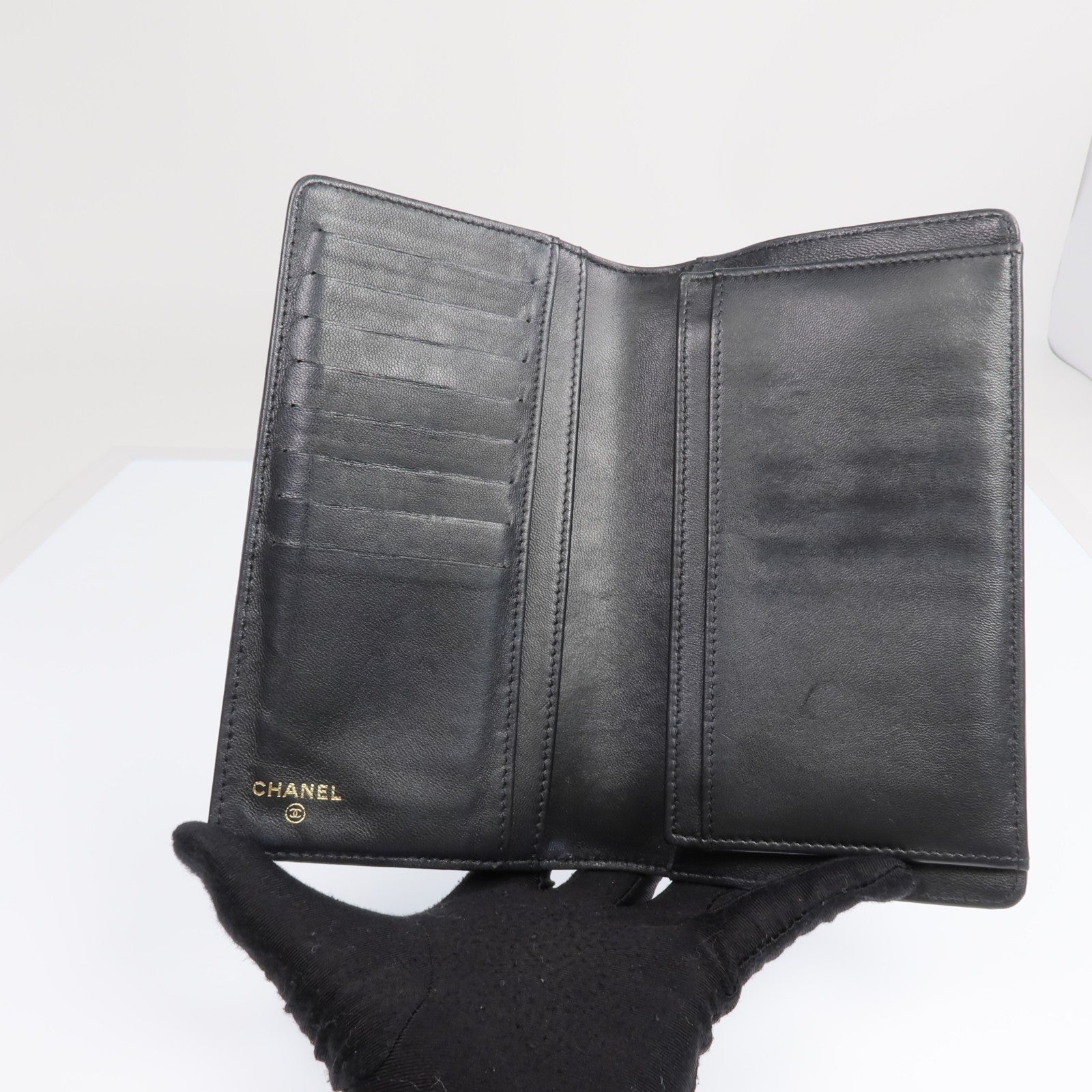 CHANEL CC GHW Boy Long Wallet - Black, Lambskin Leather