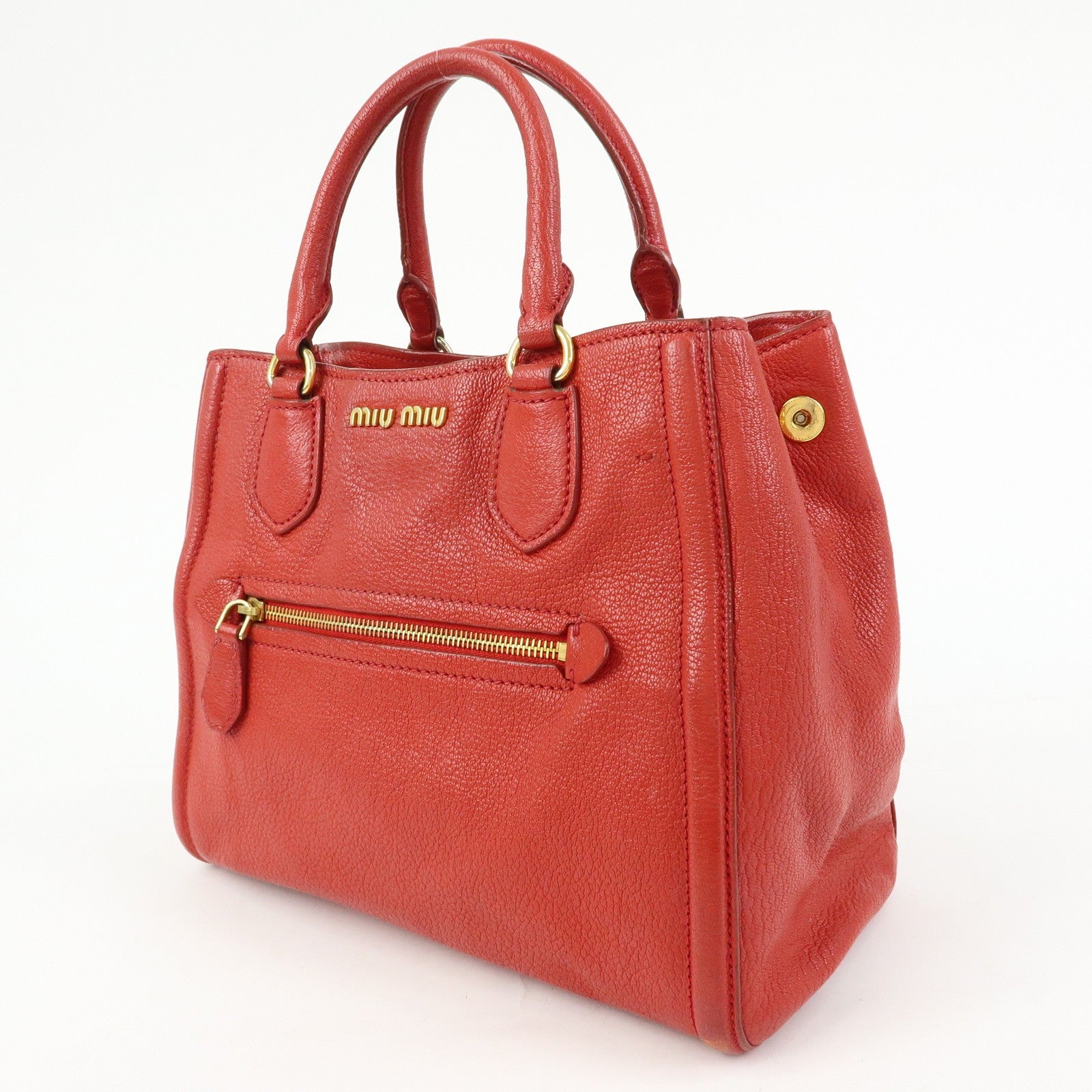 Miu Miu Madras 2Way Handbag - Red, Leather