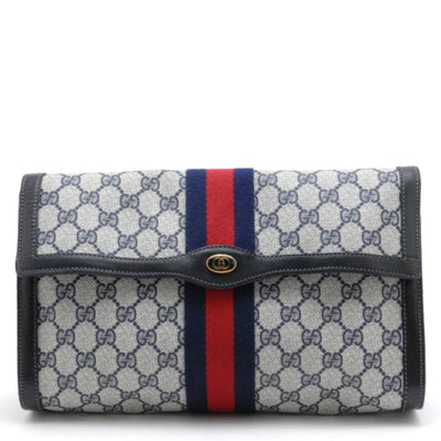 Gucci GG Supreme Web Clutch - Navy, Canvas, Leather