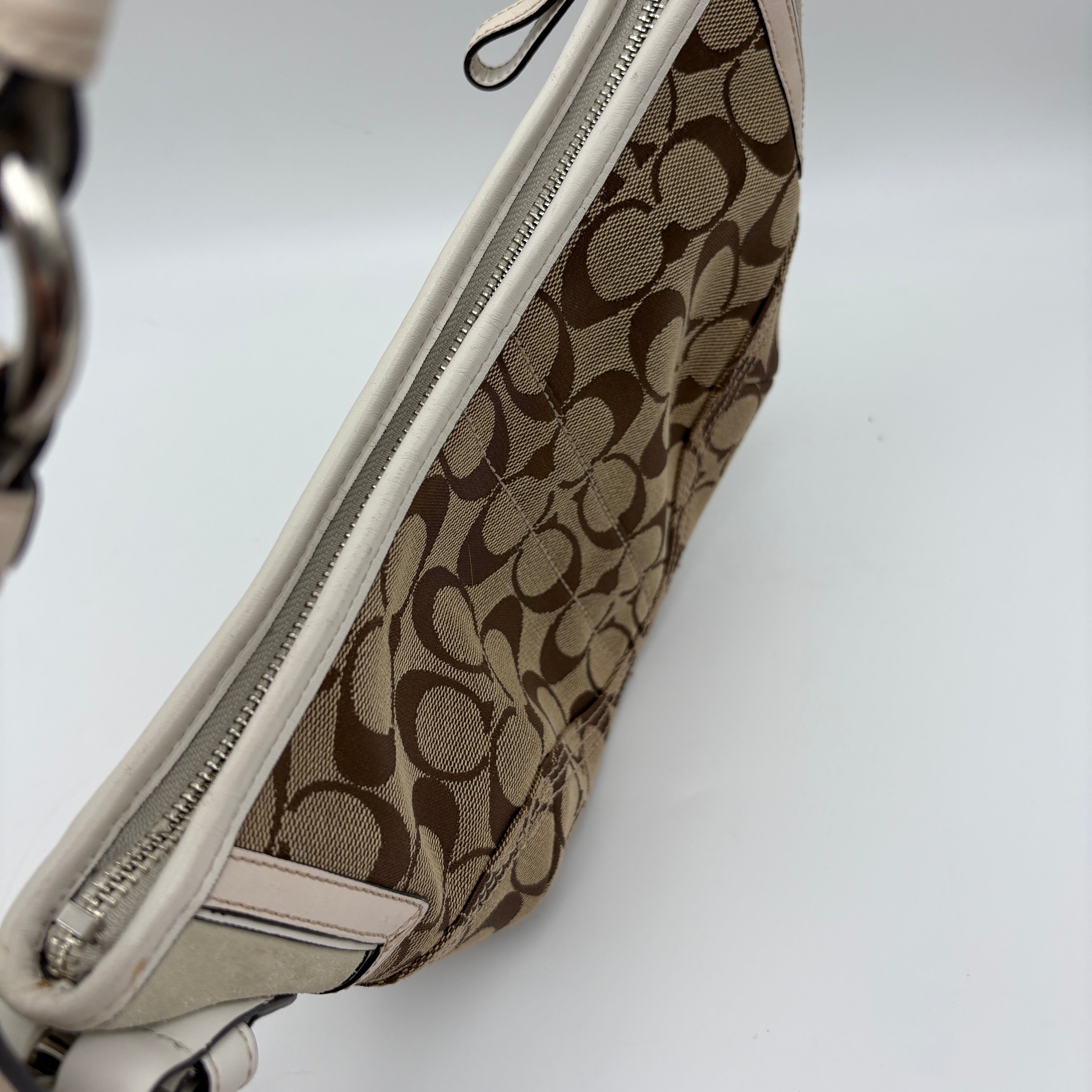 COACH SIGNATURE WHITE HOBO BAG