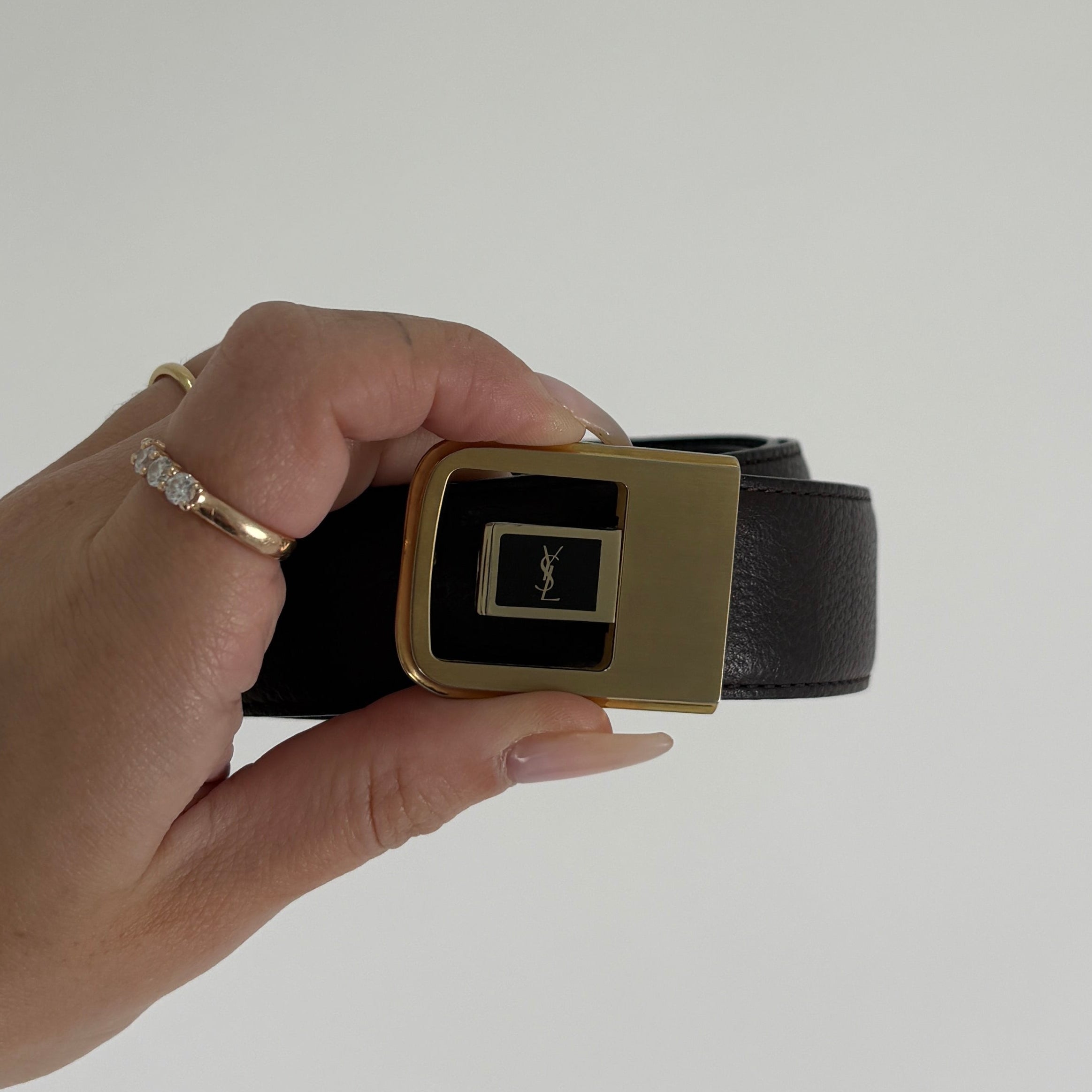 Saint Laurent Brown Leather Belt