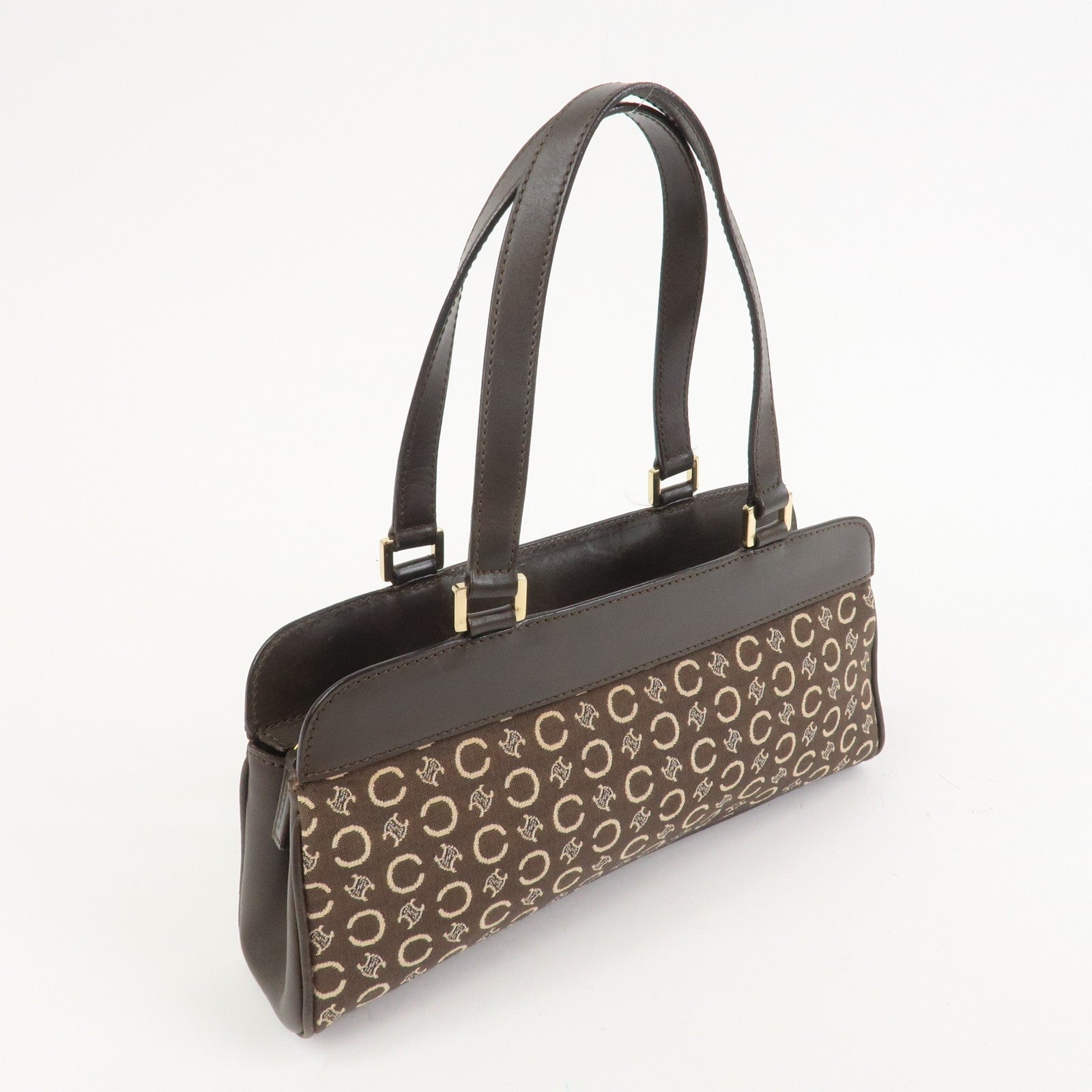 Celine C Macadam Hand Bag - Brown, Canvas and Leather