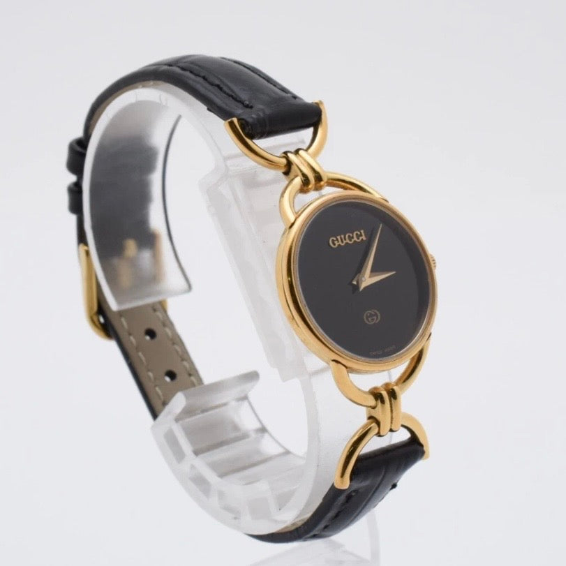 Vintage GUCCI 6000L 23mm Black Dial Gold Quartz Watch