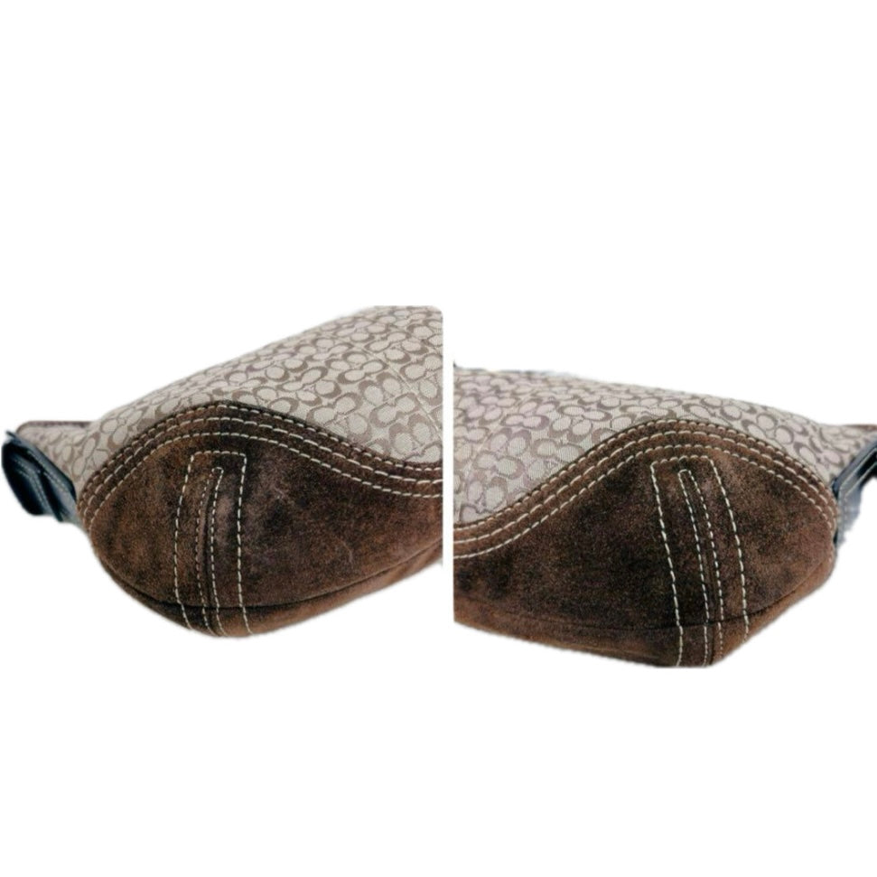 Coach Suede Bag- brown, gold metal