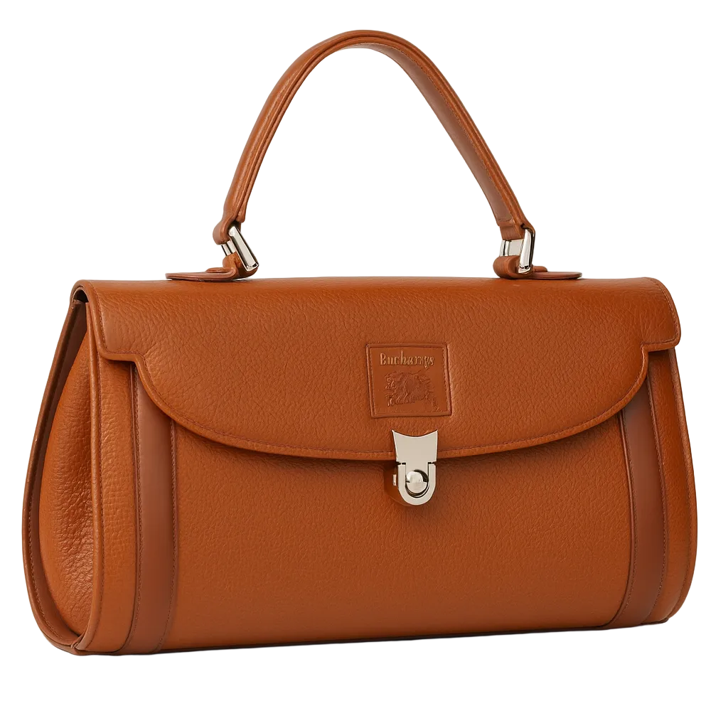 AI-enhanced studio cover image for Burberry Nova Check Hand Tote Bag - Brown, Leather