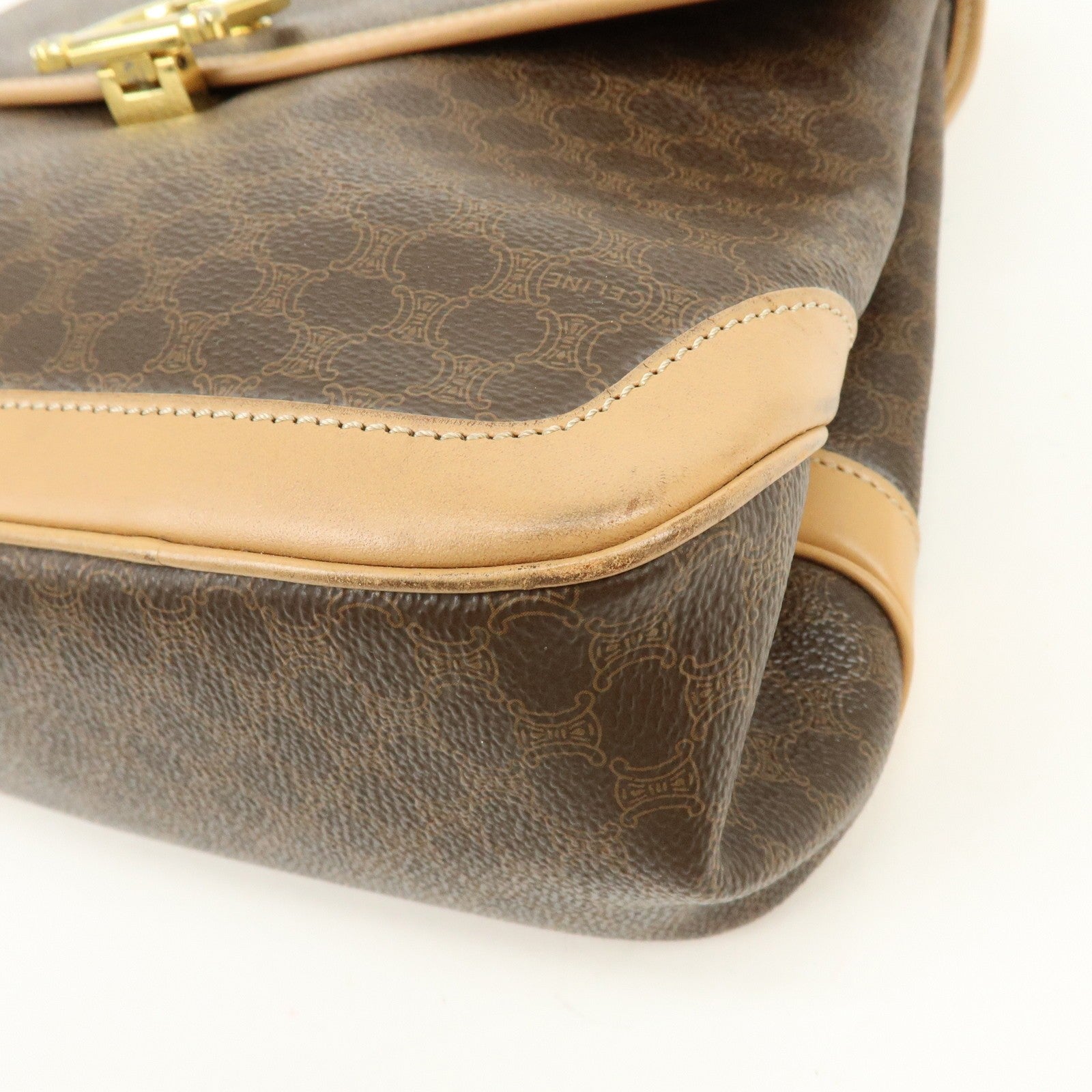 Celine Macadam Hand Bag - Brown Beige, PVC Leather