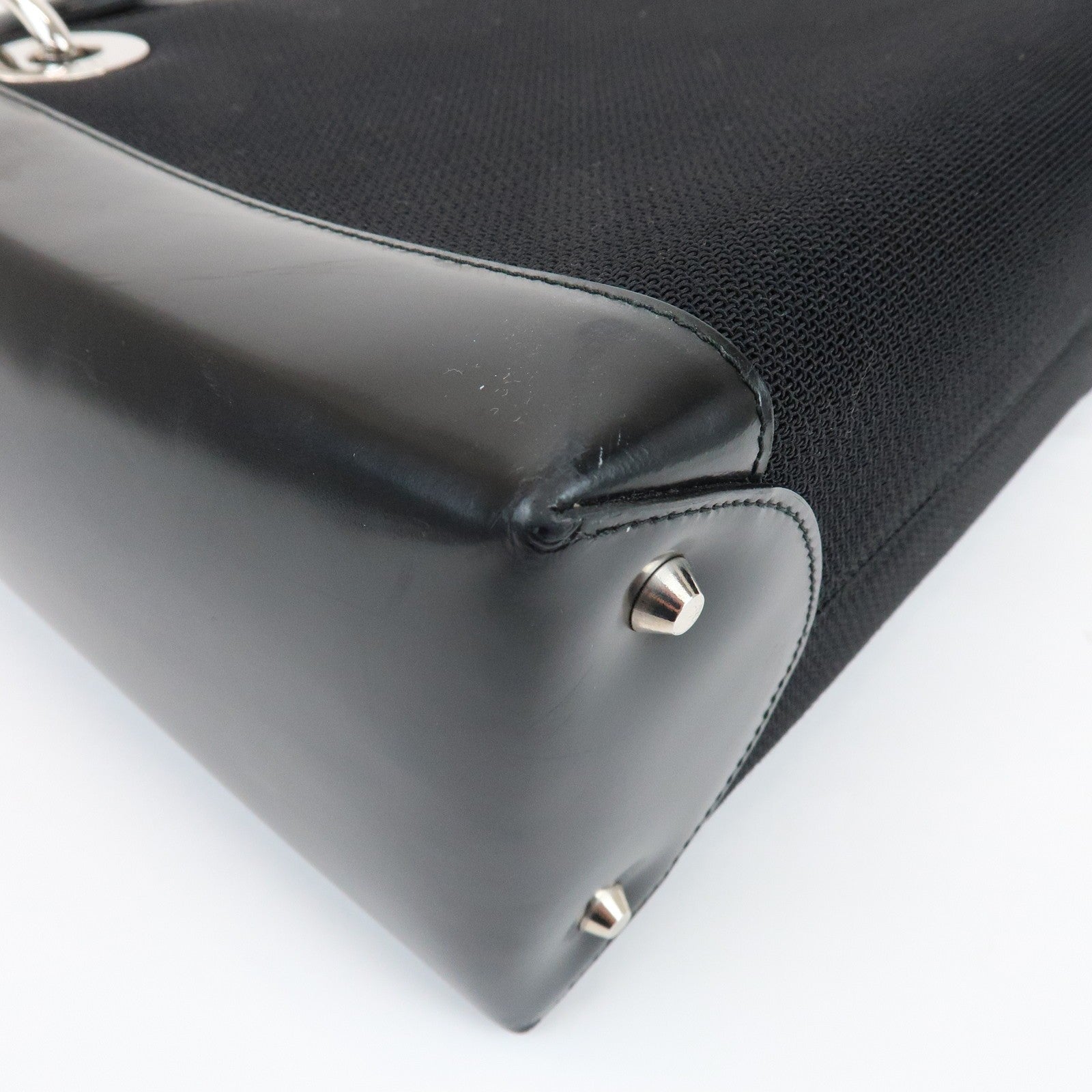 Christian Dior Lady Dior Hand Bag - Black, Canvas and Patent Leather
