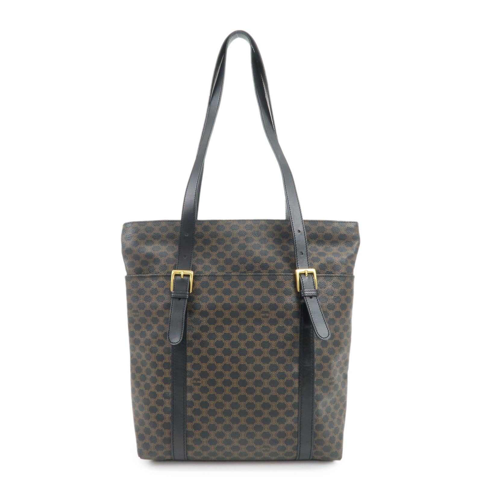 Celine Macadam Logo Tote Bag - Black and Brown, PVC Coated Canvas and Leather