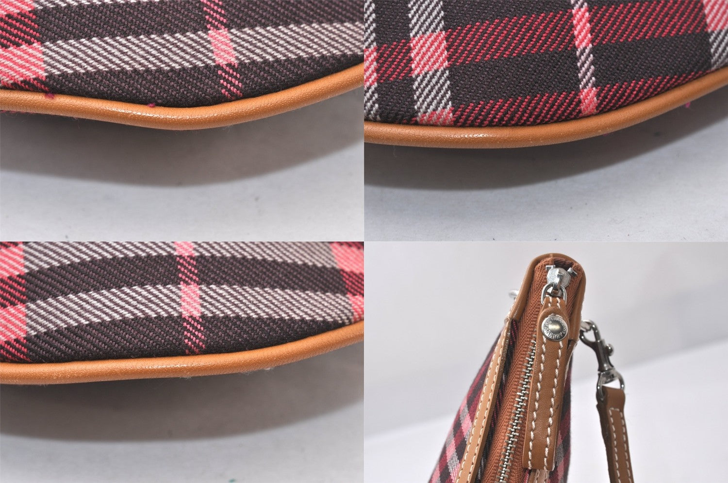Burberry Blue Label Check Hand Bag - Red, Canvas