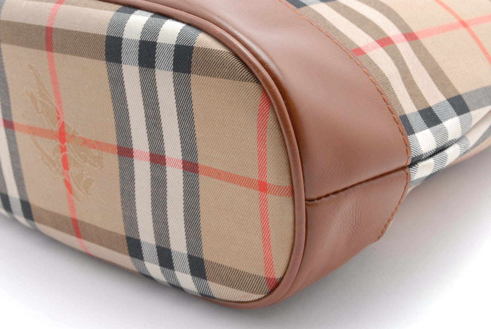 Burberry Nova Check Tote Hand Bag - Brown Beige, Leather