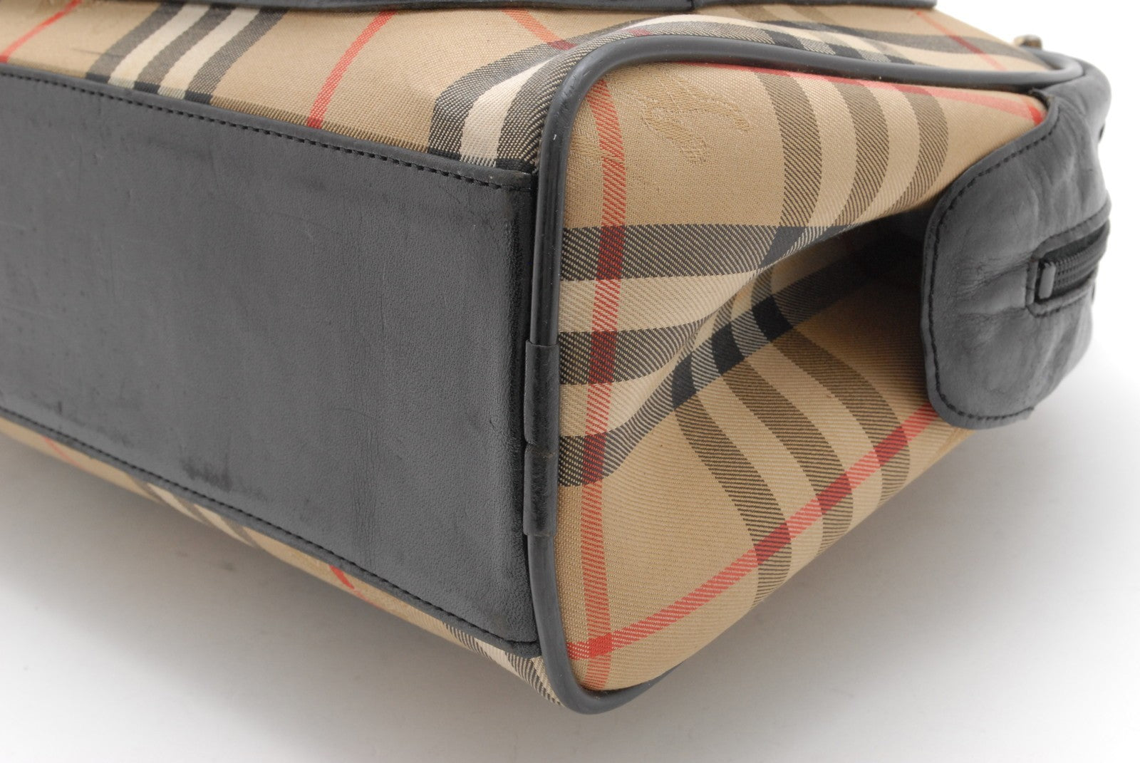 Burberry Nova Check Hand Mini Boston Bag - Black, Canvas