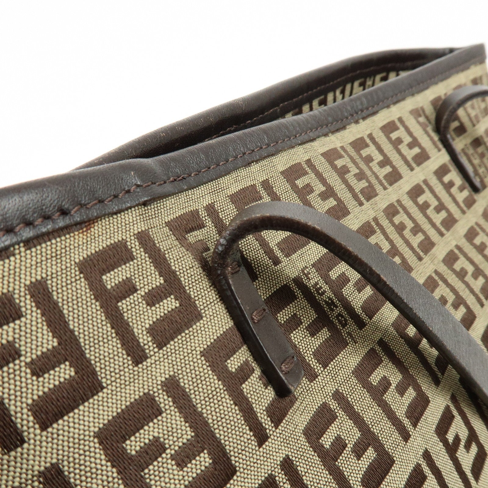 Fendi Zucchino Tote Bag - Brown, Canvas, Leather
