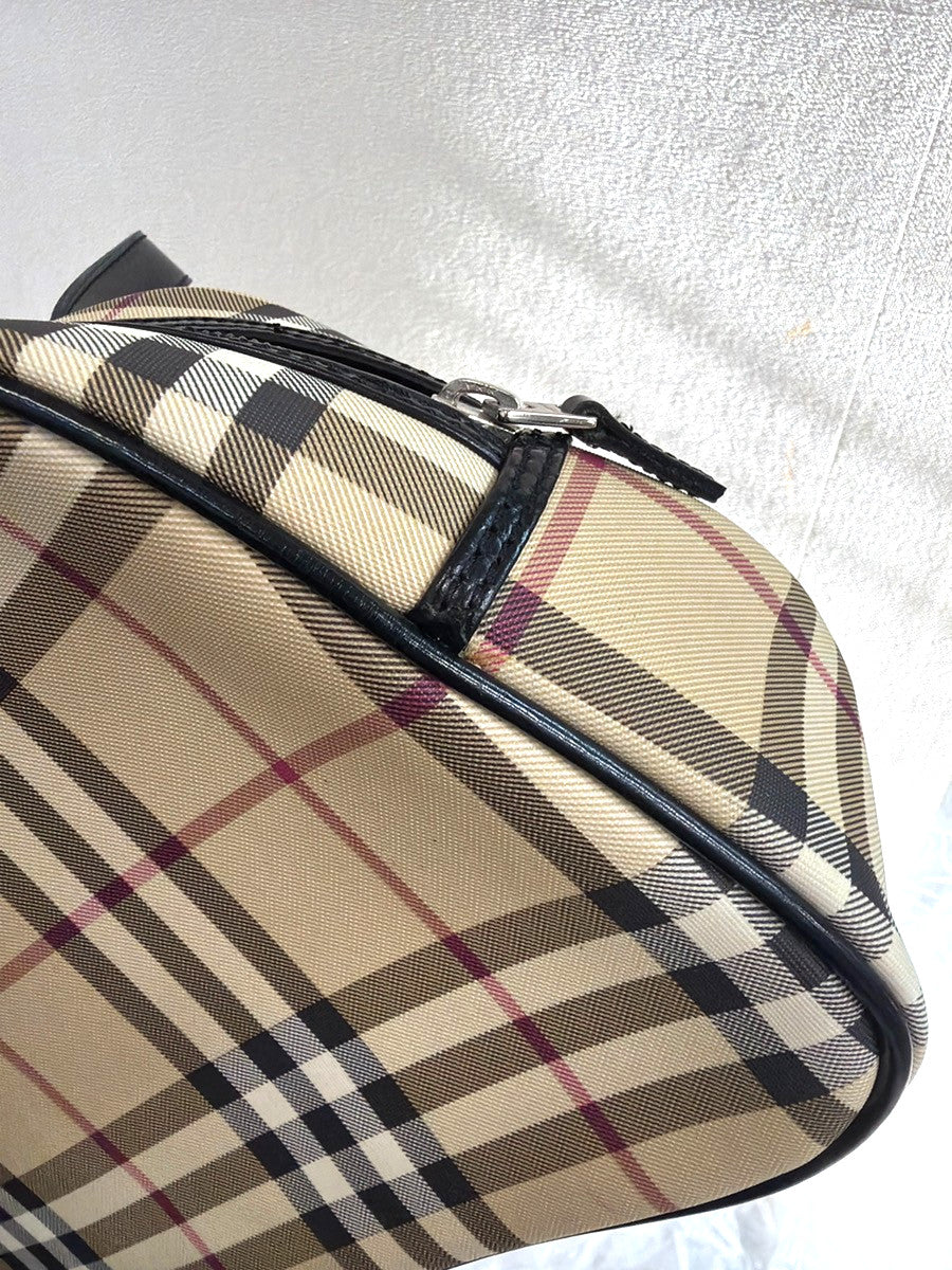 Burberry Nova Check Hand Bag - Beige Black, Leather PVC