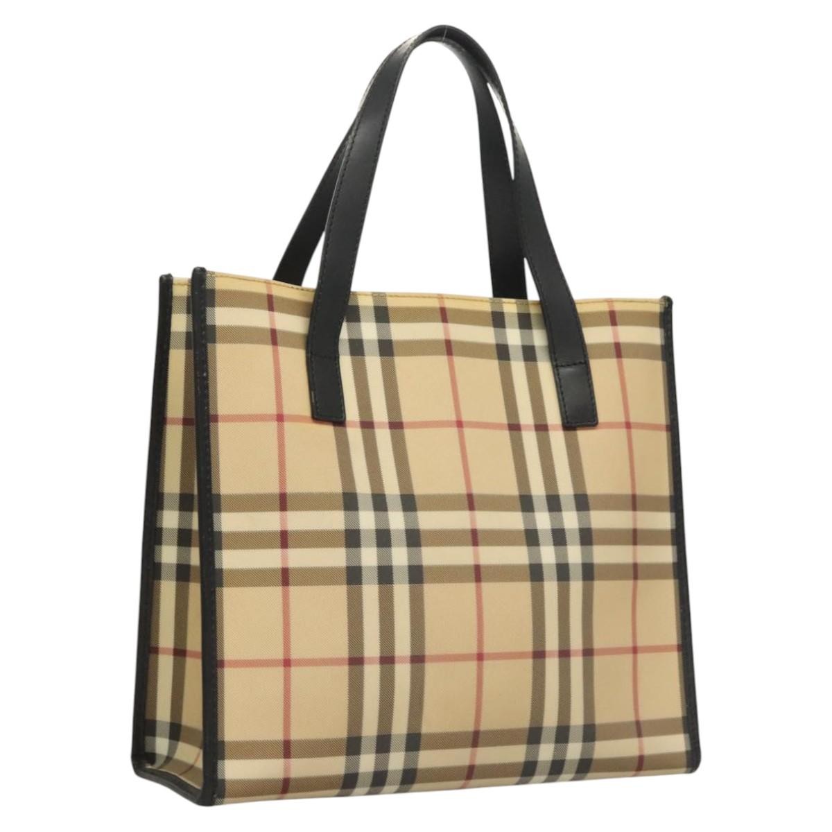 Burberry Nova Check Hand Bag - Beige/Silver/Black, PVC