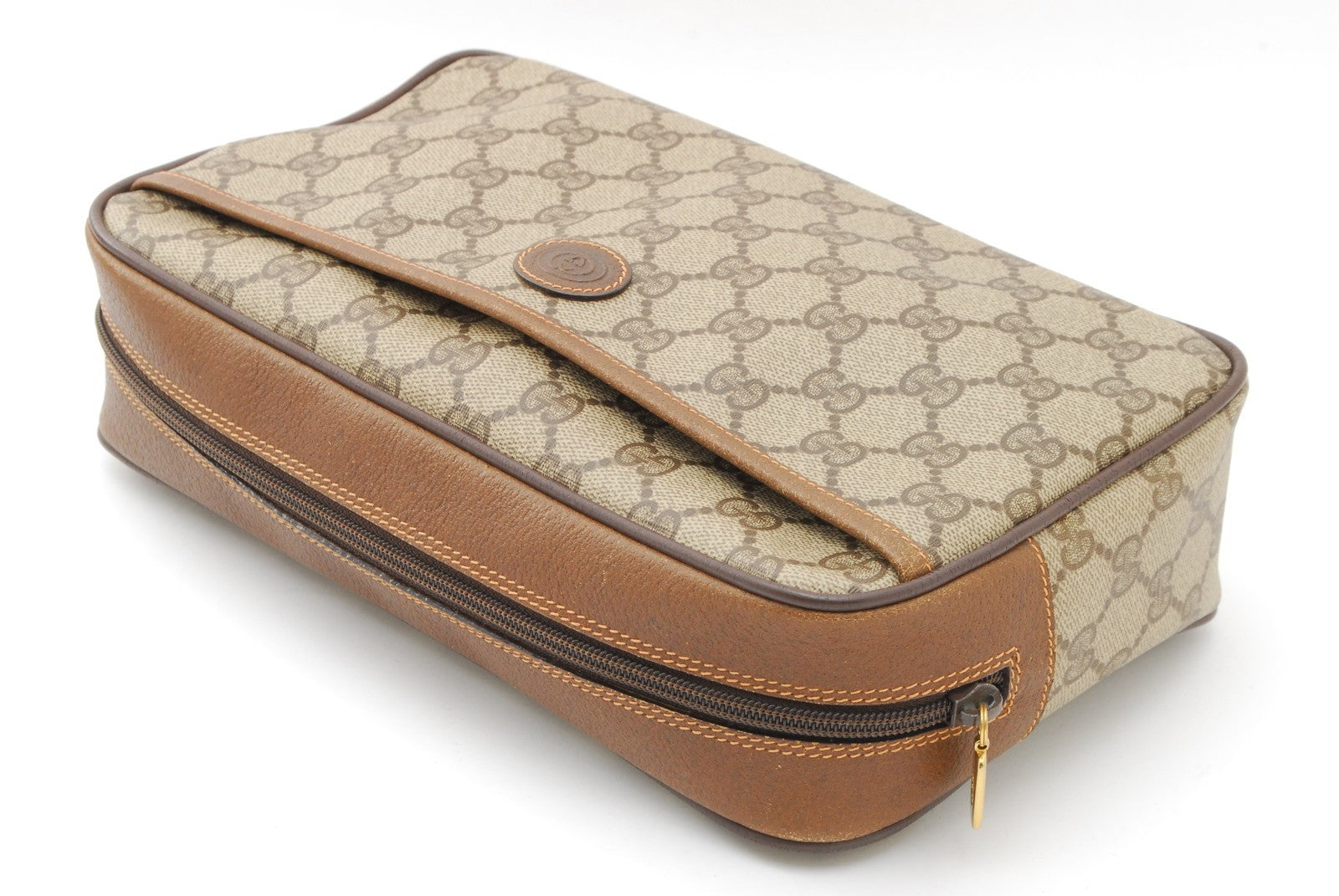 Gucci GG Supreme Clutch - Beige, PVC Leather