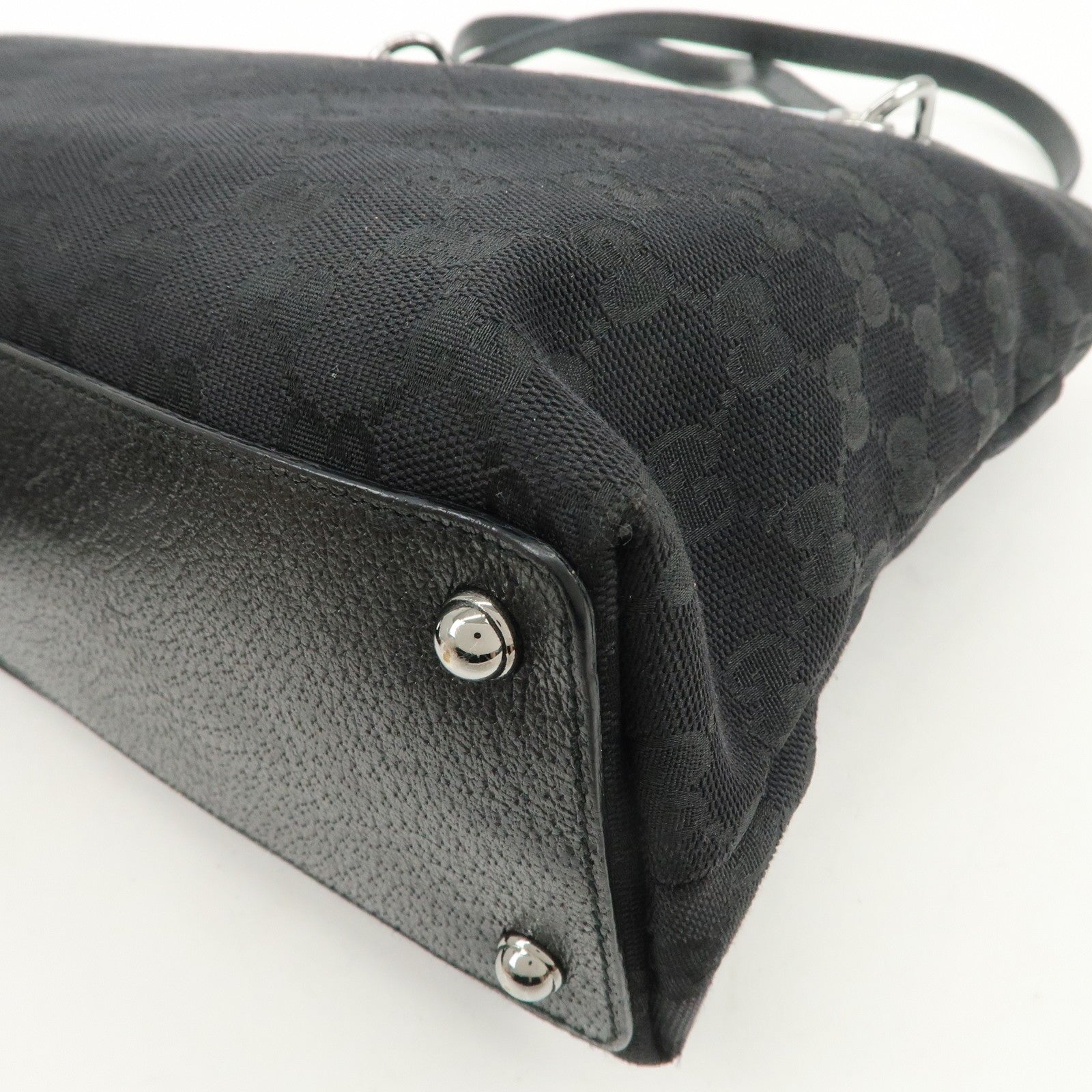 Gucci GG Canvas Leather Tote Bag - Black, Canvas