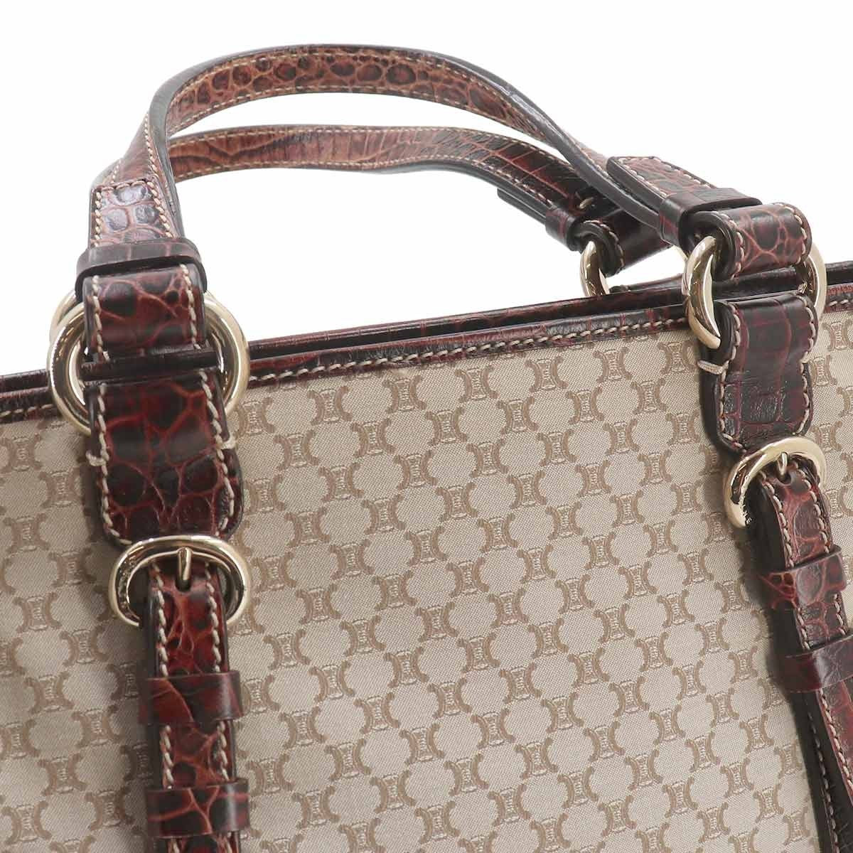Celine Macadam Tote Bag - Beige, Brown, Canvas, Leather
