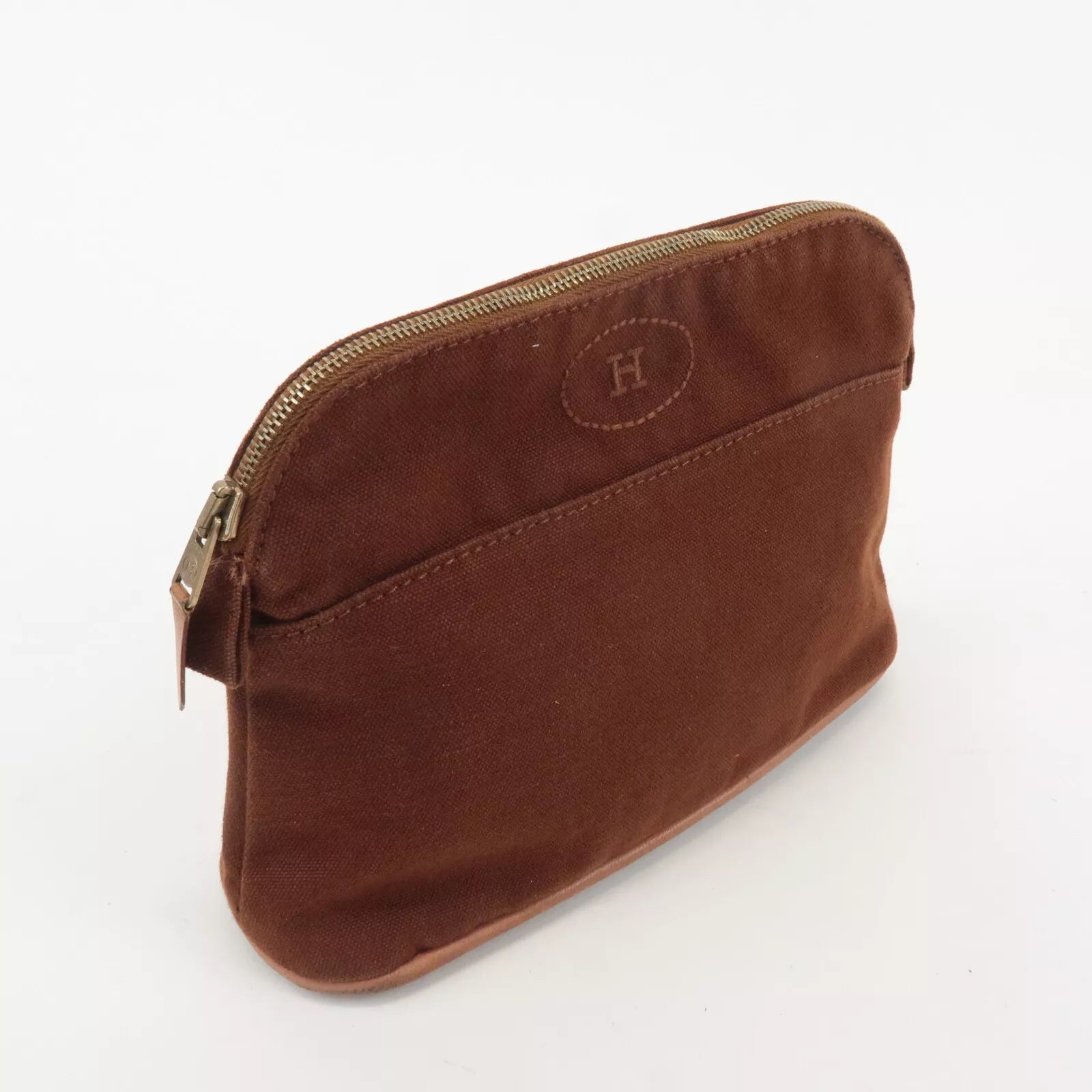 HERMES Pouch - Brown, Canvas, Leather