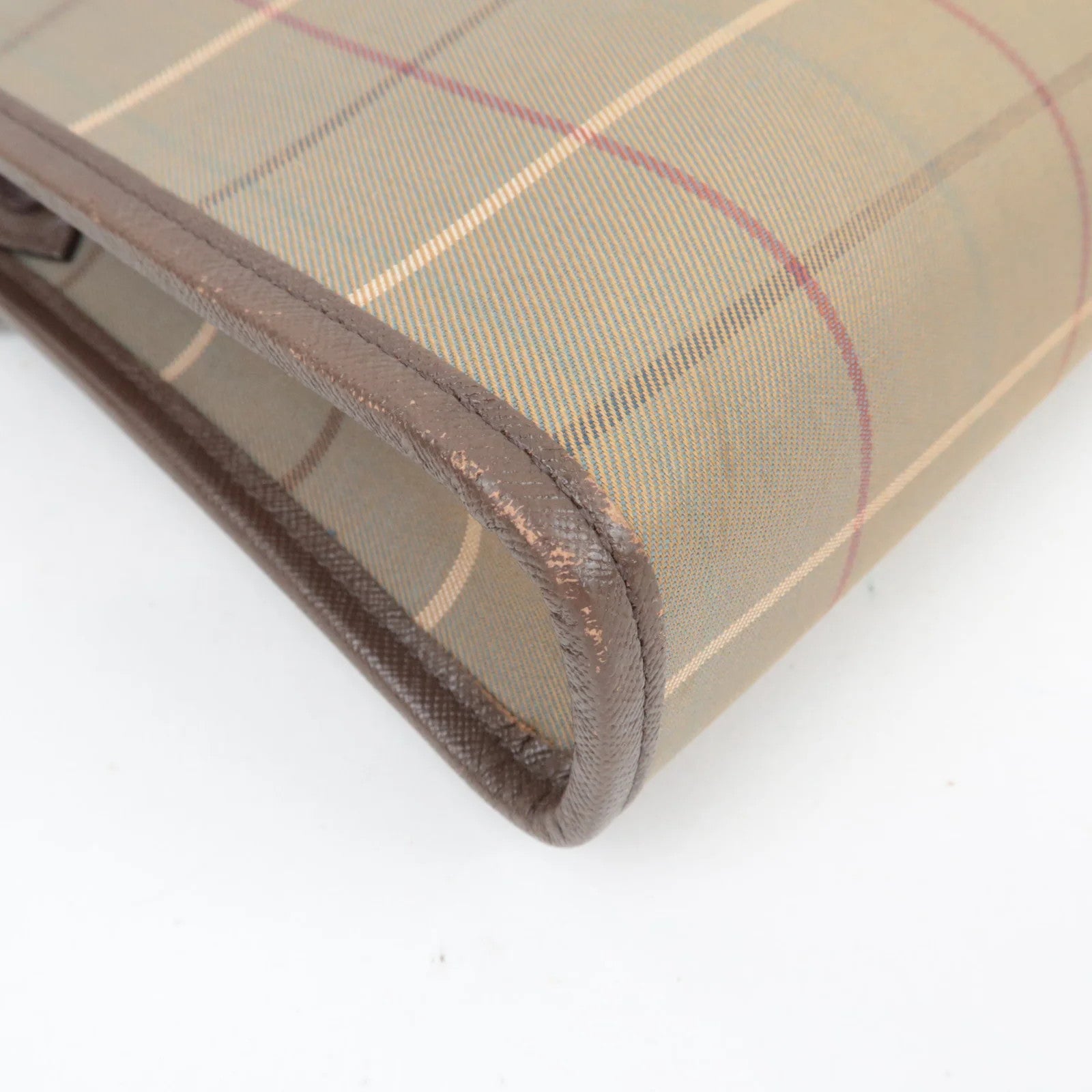 Burberry Plaid Clutch Bag - Beige Brown, Canvas Leather