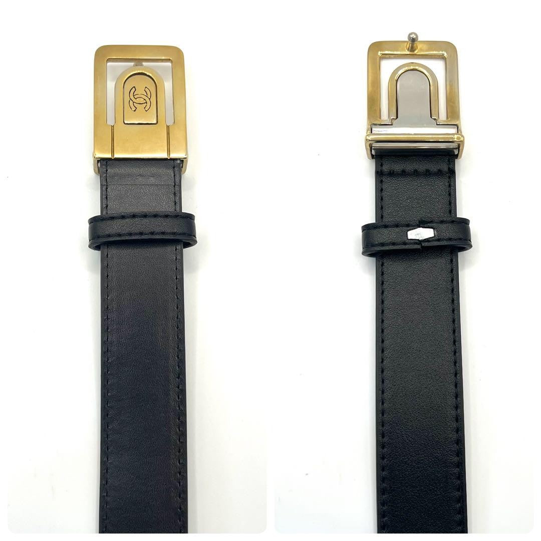 Chanel Coco Mark Belt - Black x Gold, Metal