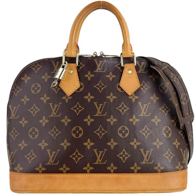 Louis Vuitton Alma Handbag - Brown, Coated Canvas- מגיע עם רצועה, מנעול ומפתח