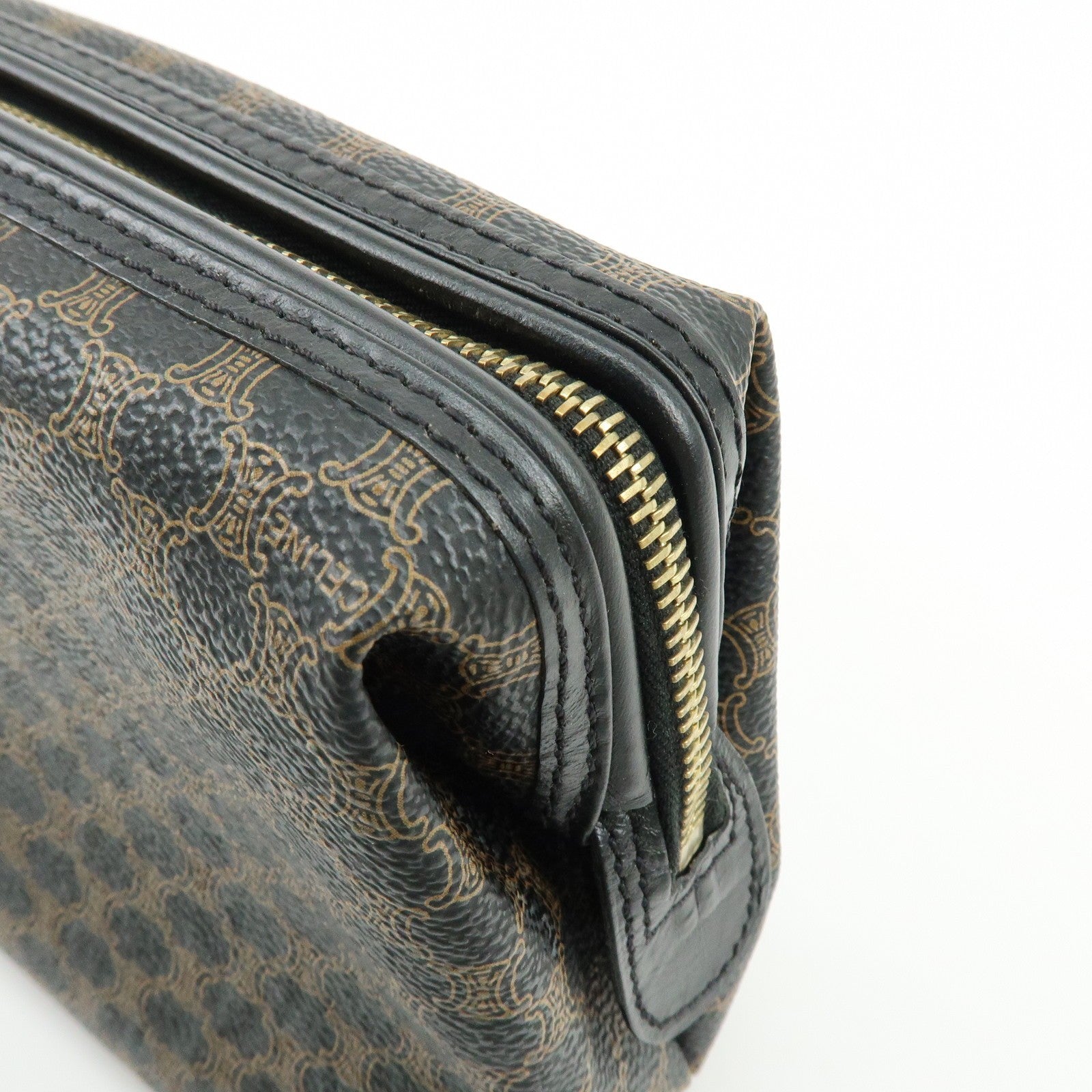 Celine Pouch - Dark Brown, Black, Leather, PVC