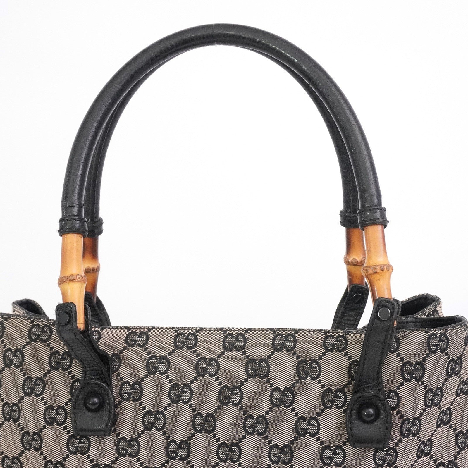 Gucci GG Canvas Bamboo 112526 Hand Bag - Brown, Canvas