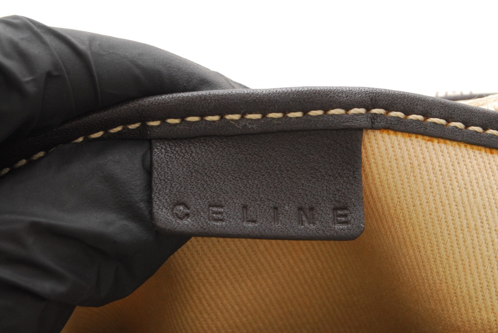 Celine Macadam Mini Boston Hand Bag - Ivory, PVC Leather