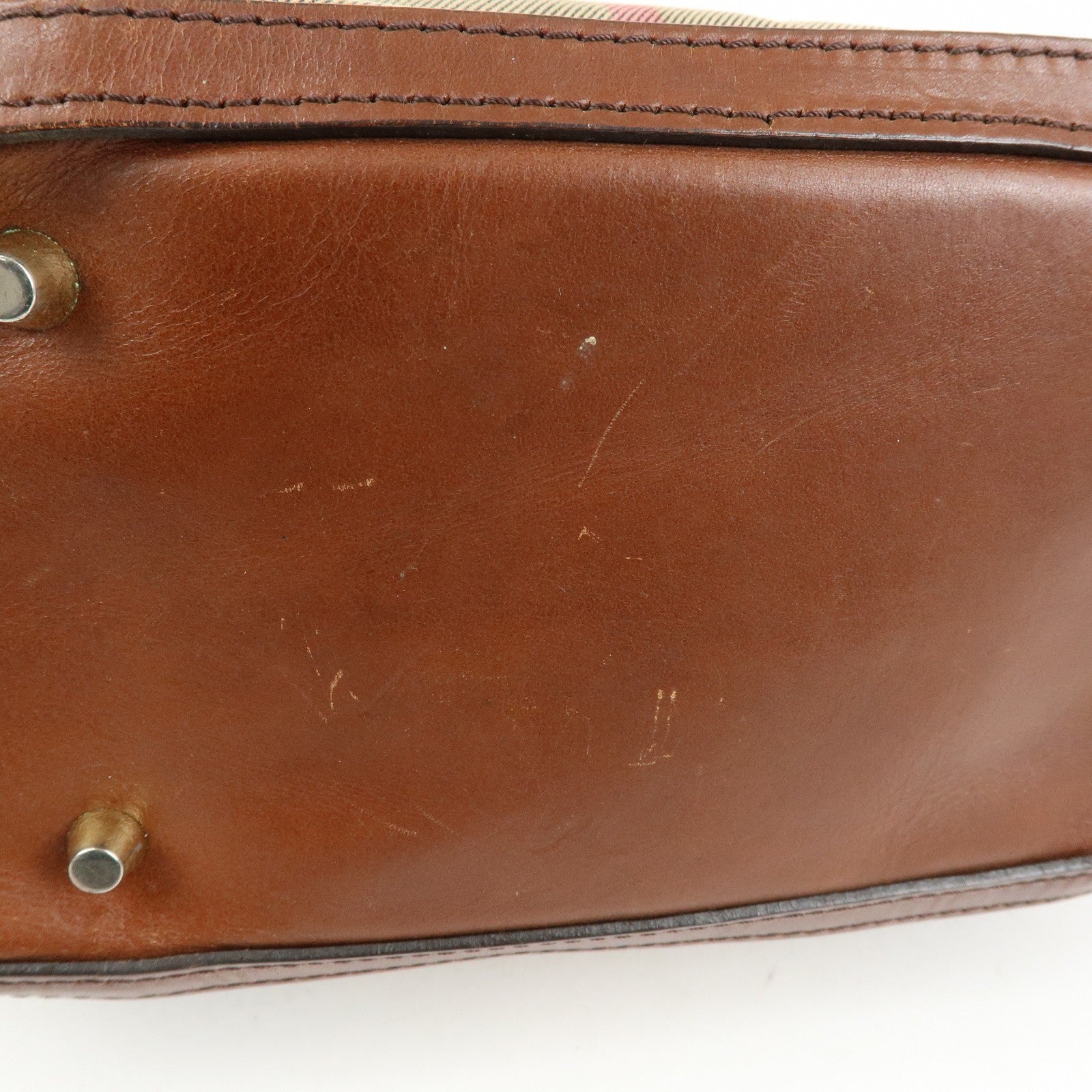 Burberry Nova Plaid Hand Bag - Beige Brown, Canvas Leather