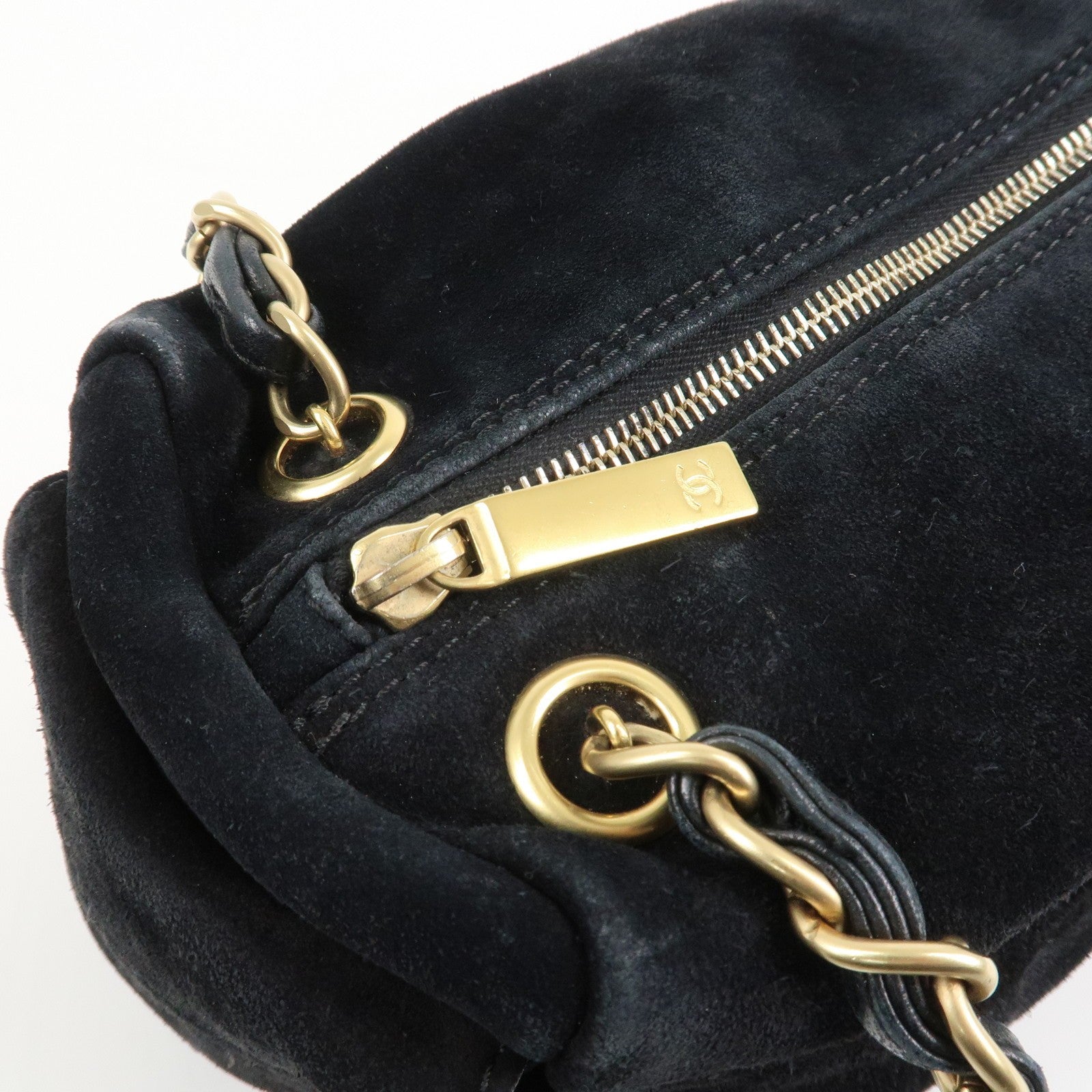 Chanel COCO Mark Shoulder Bag - Black, Suede Leather