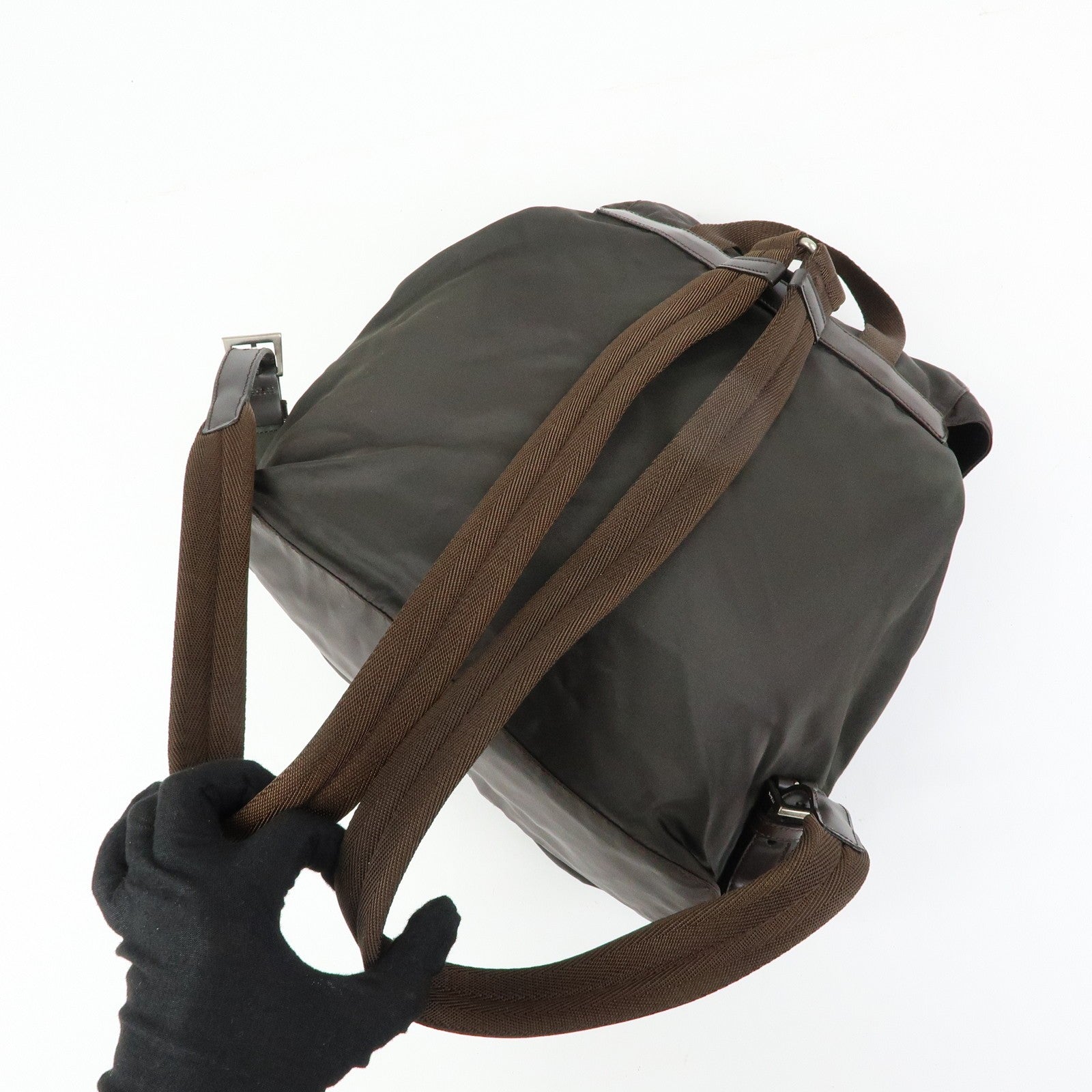 Prada B2811 Backpack - Brown, Nylon and Leather