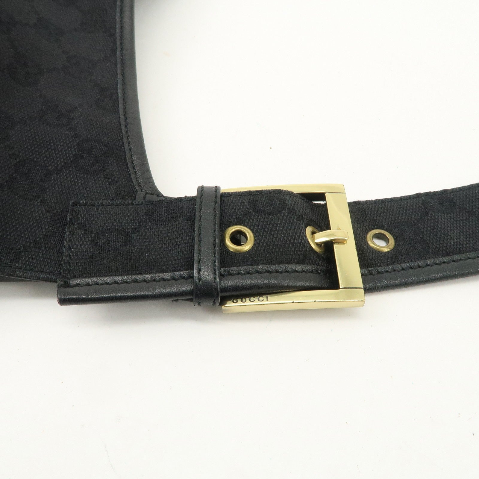 Gucci GG Canvas Leather semi Shoulder Bag - Black, Canvas