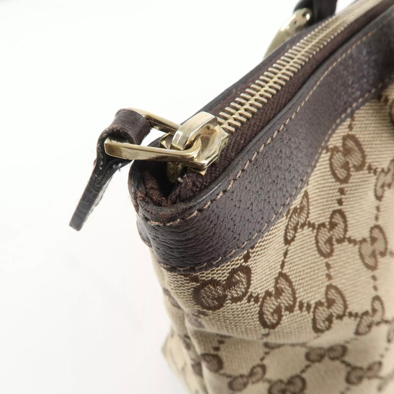 Gucci Abbey GG Canvas Leather Tote Bag