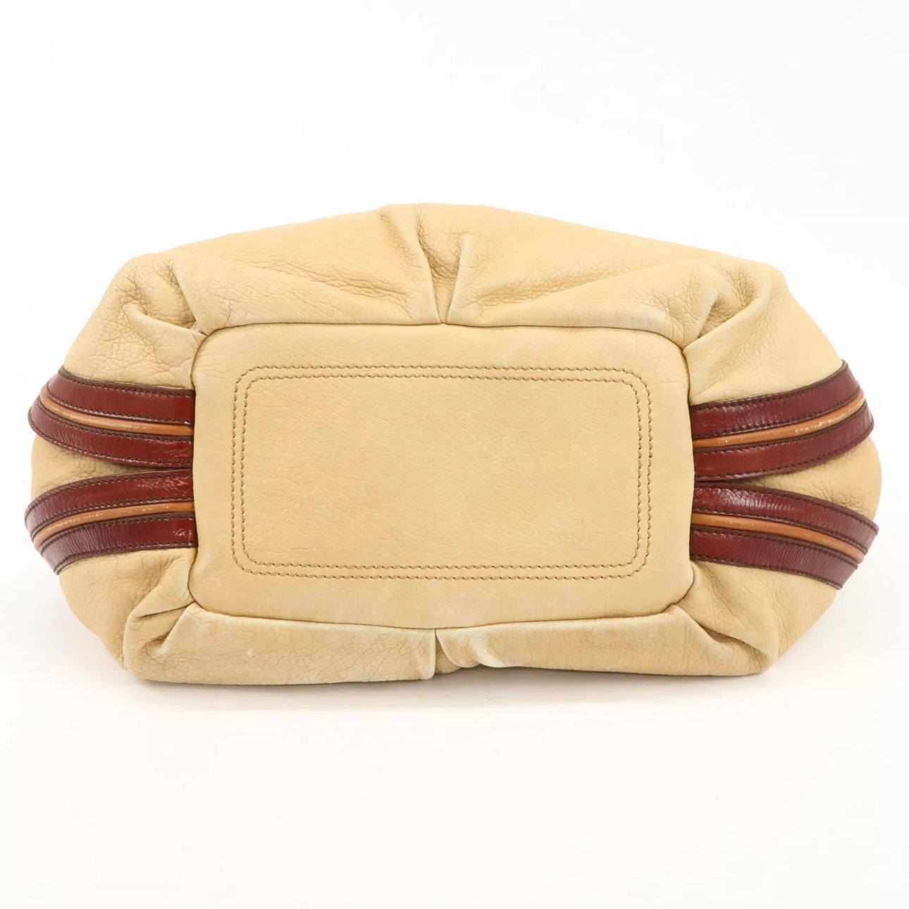 CELINE Bitter Sweet Leather Shoulder Bag Beige Brown Gold Hardware