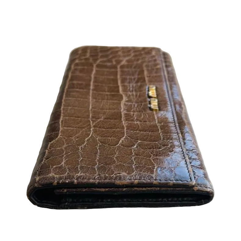 Miu Miu Brown Croco Wallet