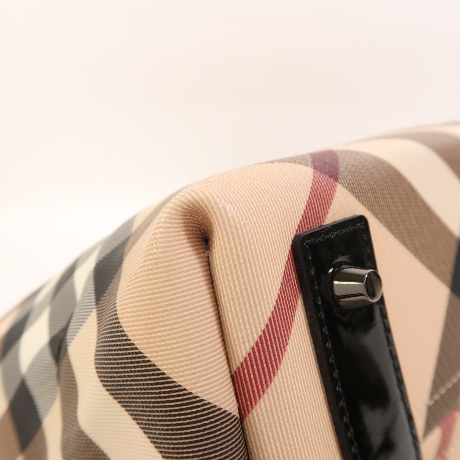 Burberry Shoulder Bag - Beige/Black, Coated Canvas/Patent Leather