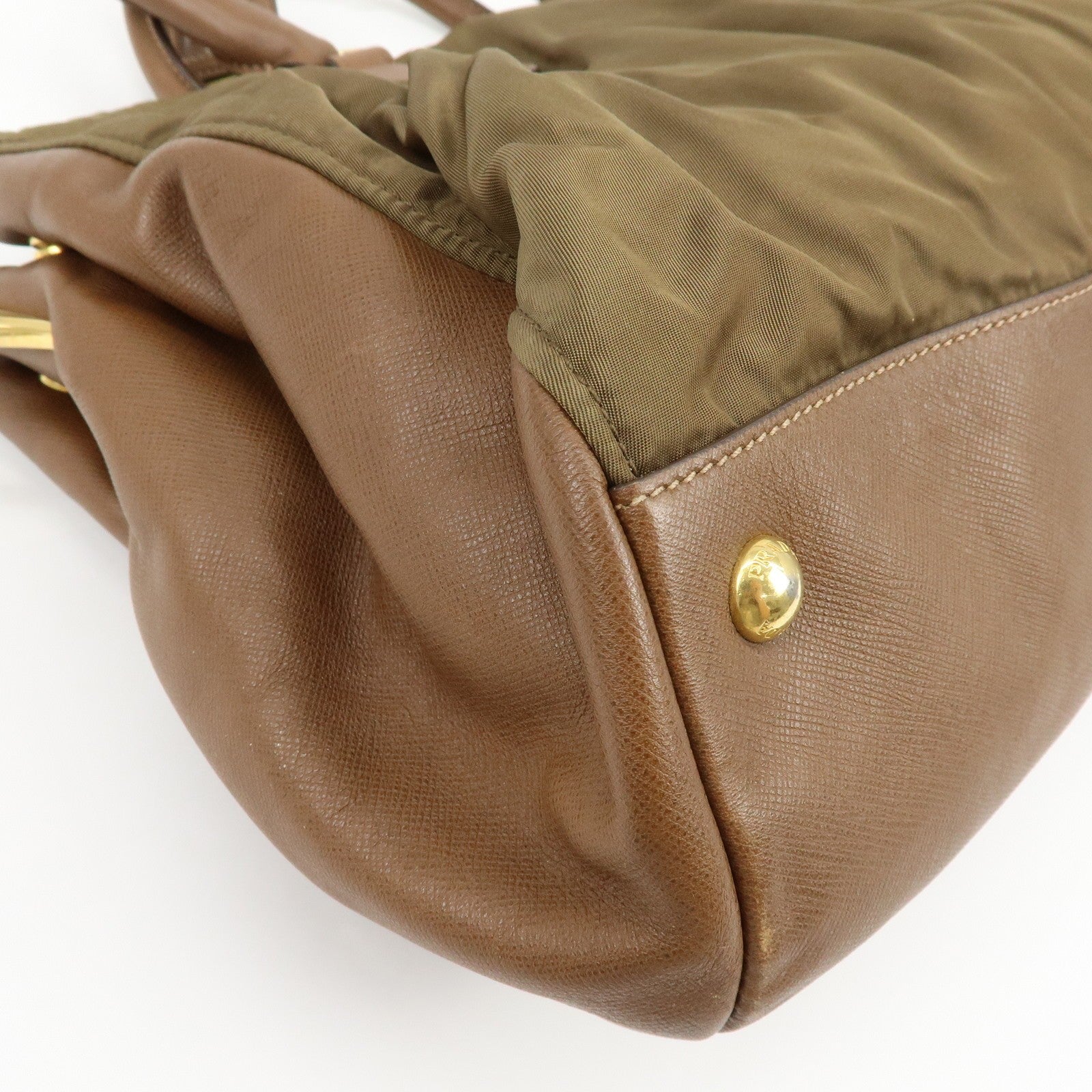 Prada Triangle Logo 2Way Bag - Khaki Brown, Nylon Saffiano Leather
