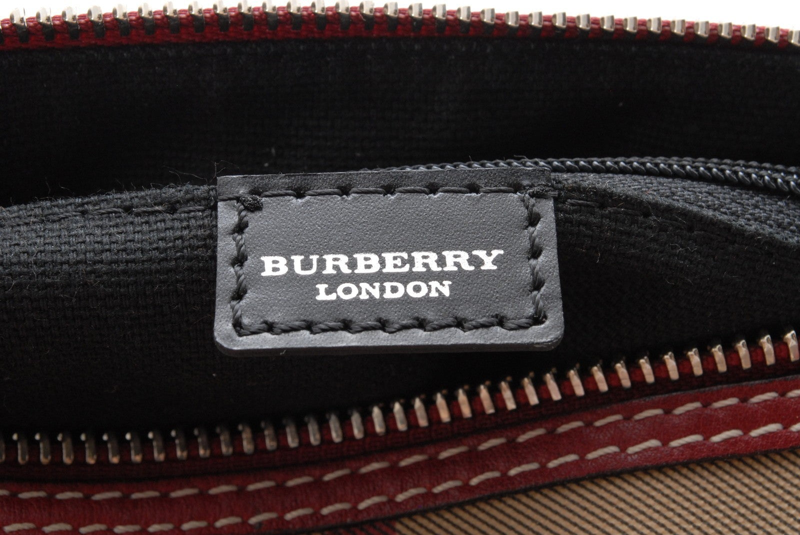 Burberry Nova Check Handbag - Red, Leather