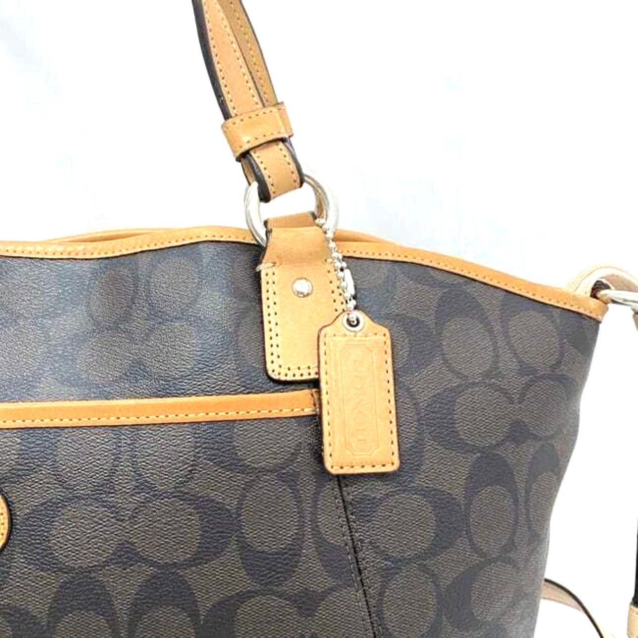 Coach Signature 2way bag Brown PVC leather
