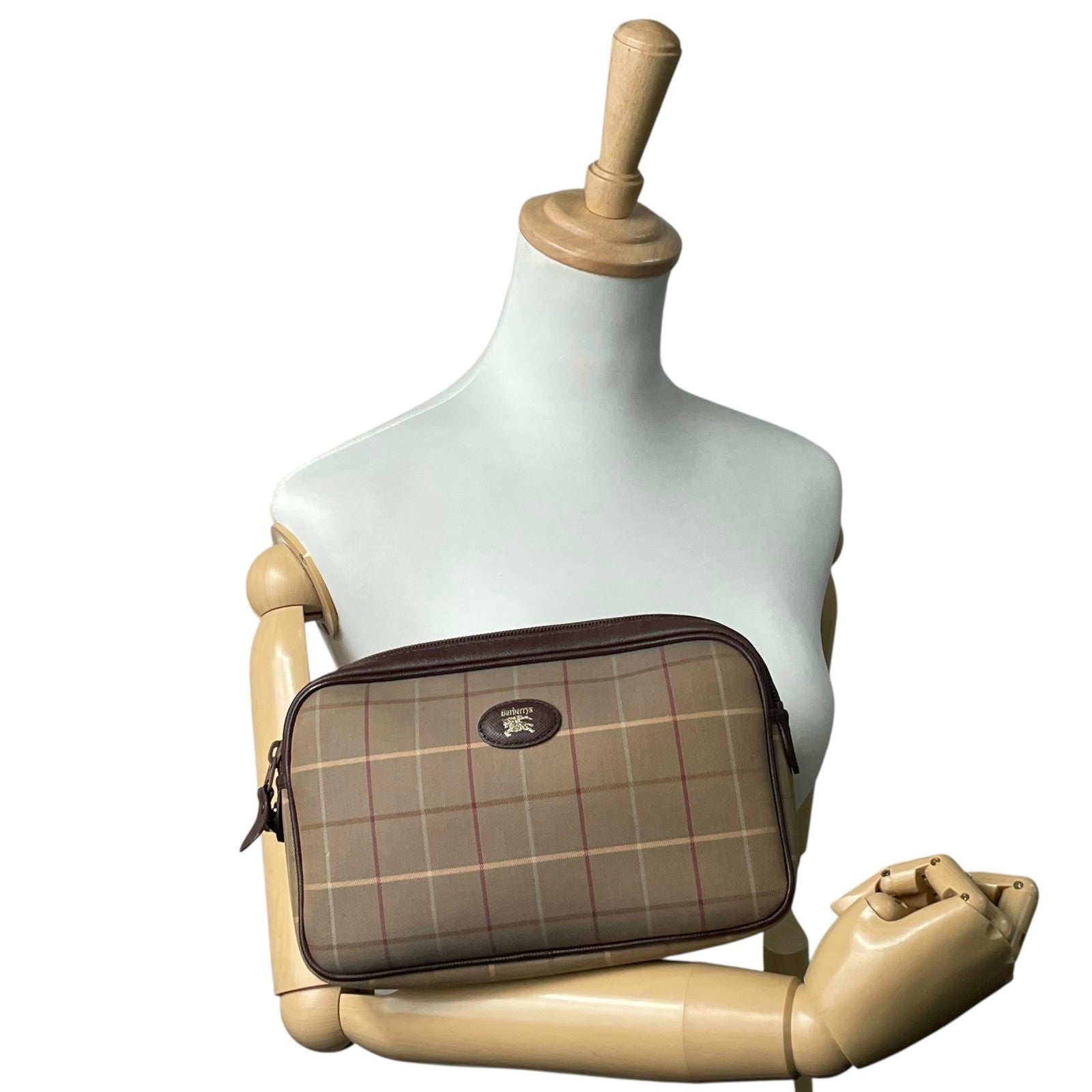 Burberry Clutch Pouch - Khaki Brown, Canvas Leather