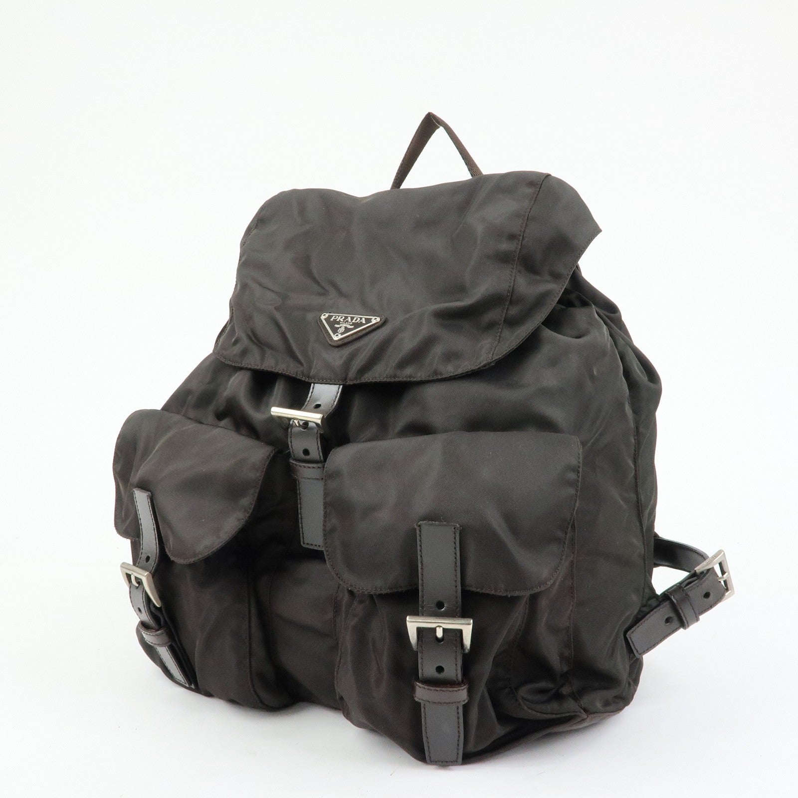 Prada B2811 Backpack - Brown, Nylon and Leather