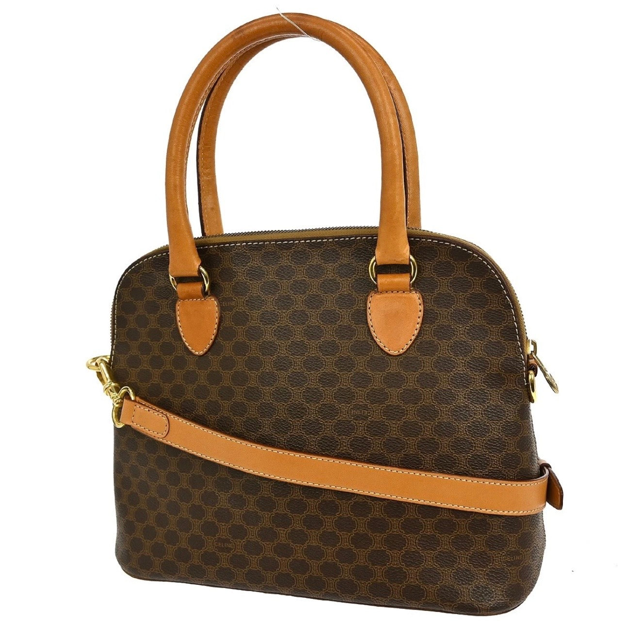 CELINE BROWN MACADAM 2WAY HANDBAG