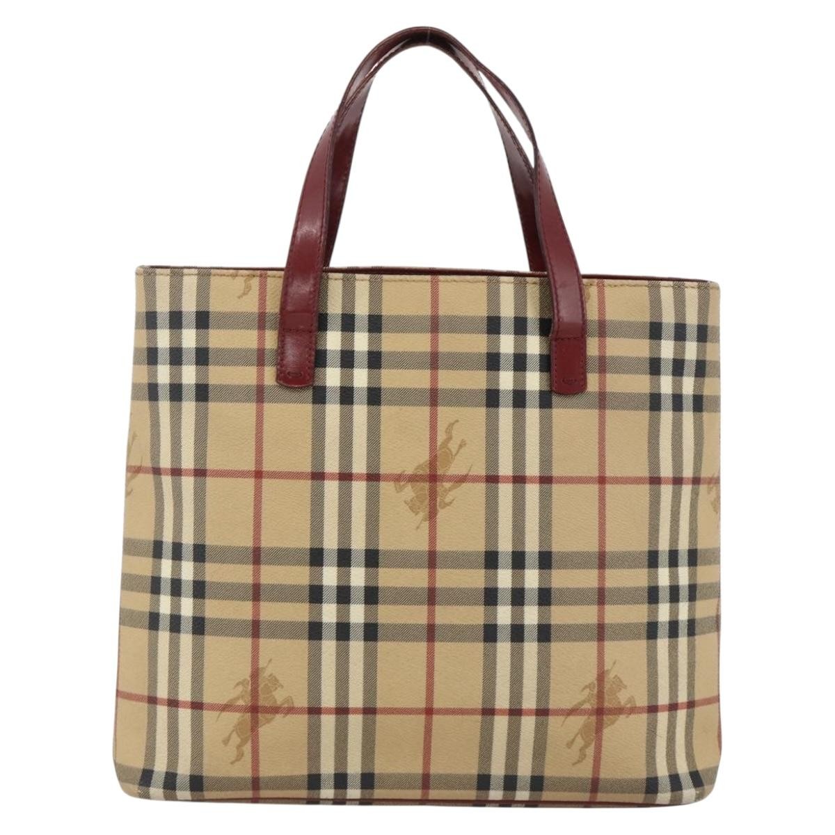 Burberry Nova Check Hand Bag - Beige / Silver, PVC Leather
