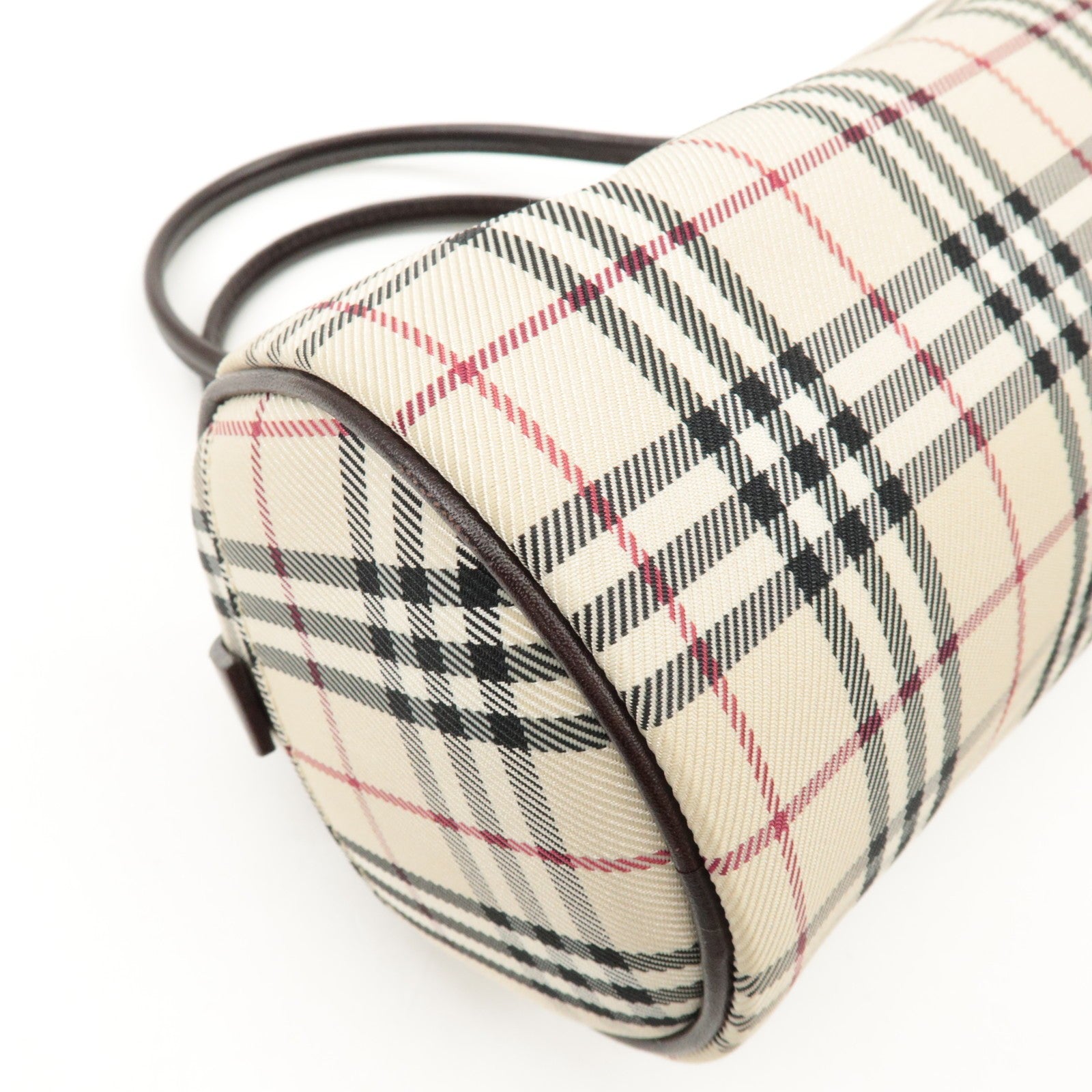Burberry Nova Plaid Hand Bag - Beige Brown, Leather Canvas