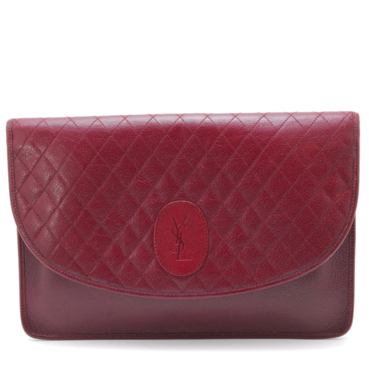 Yves Saint Laurent Quilted Clutch Bag - Red Bordeaux, Leather