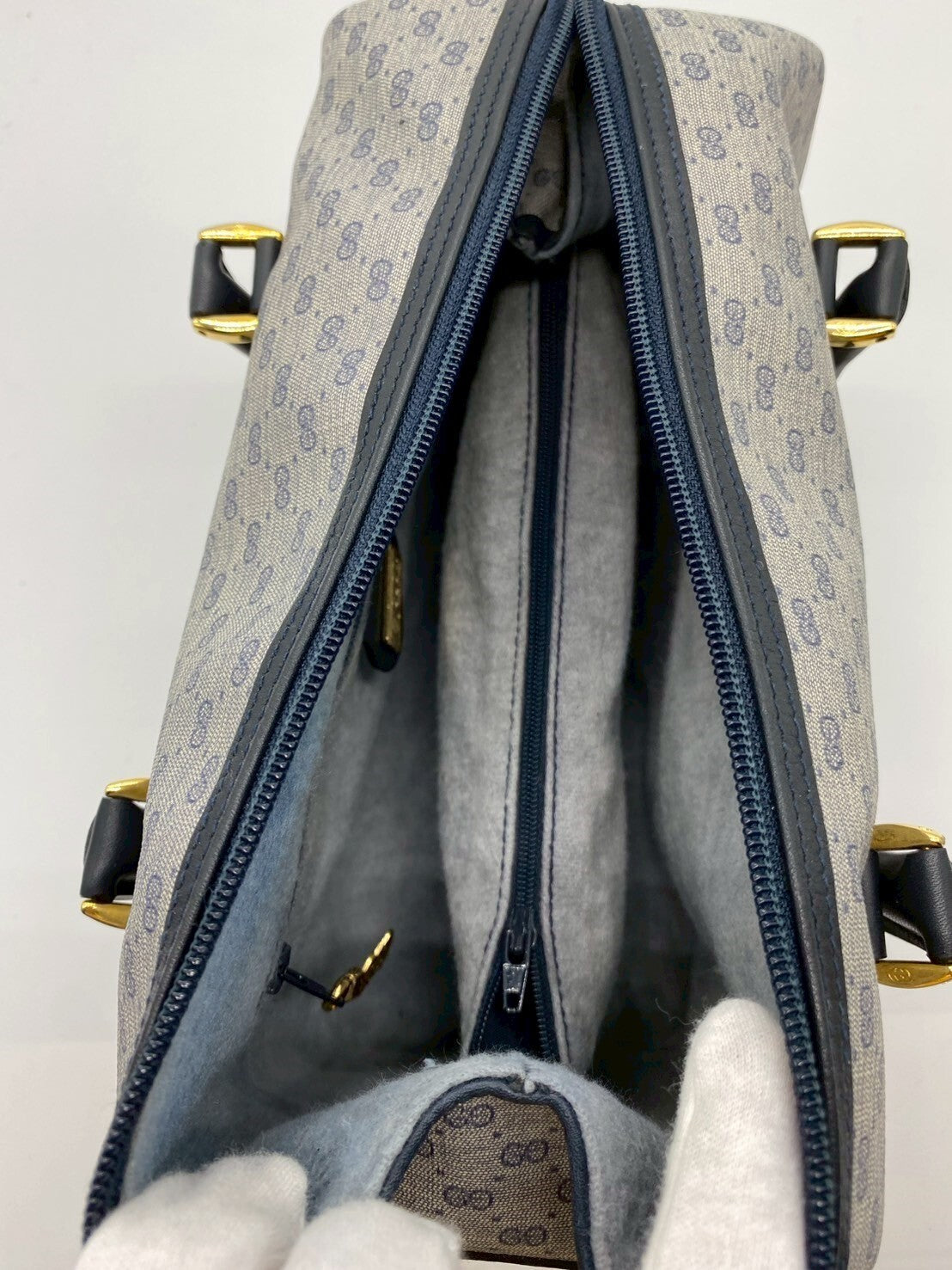 Gucci Micro GG Mini Boston Bag - Navy, PVC